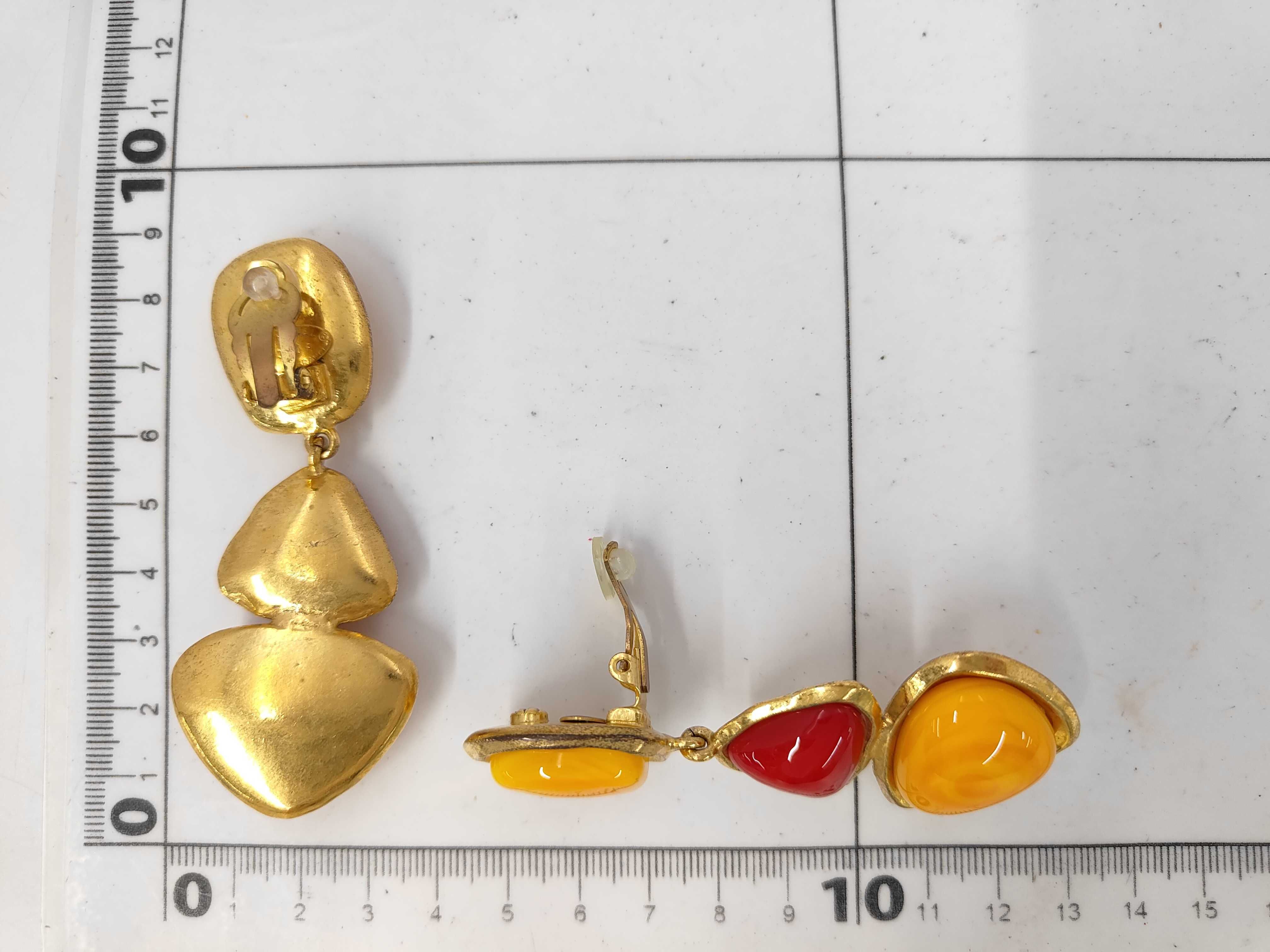 earrings, colored gemstone earrings in yellow, red, and gold. — view 5