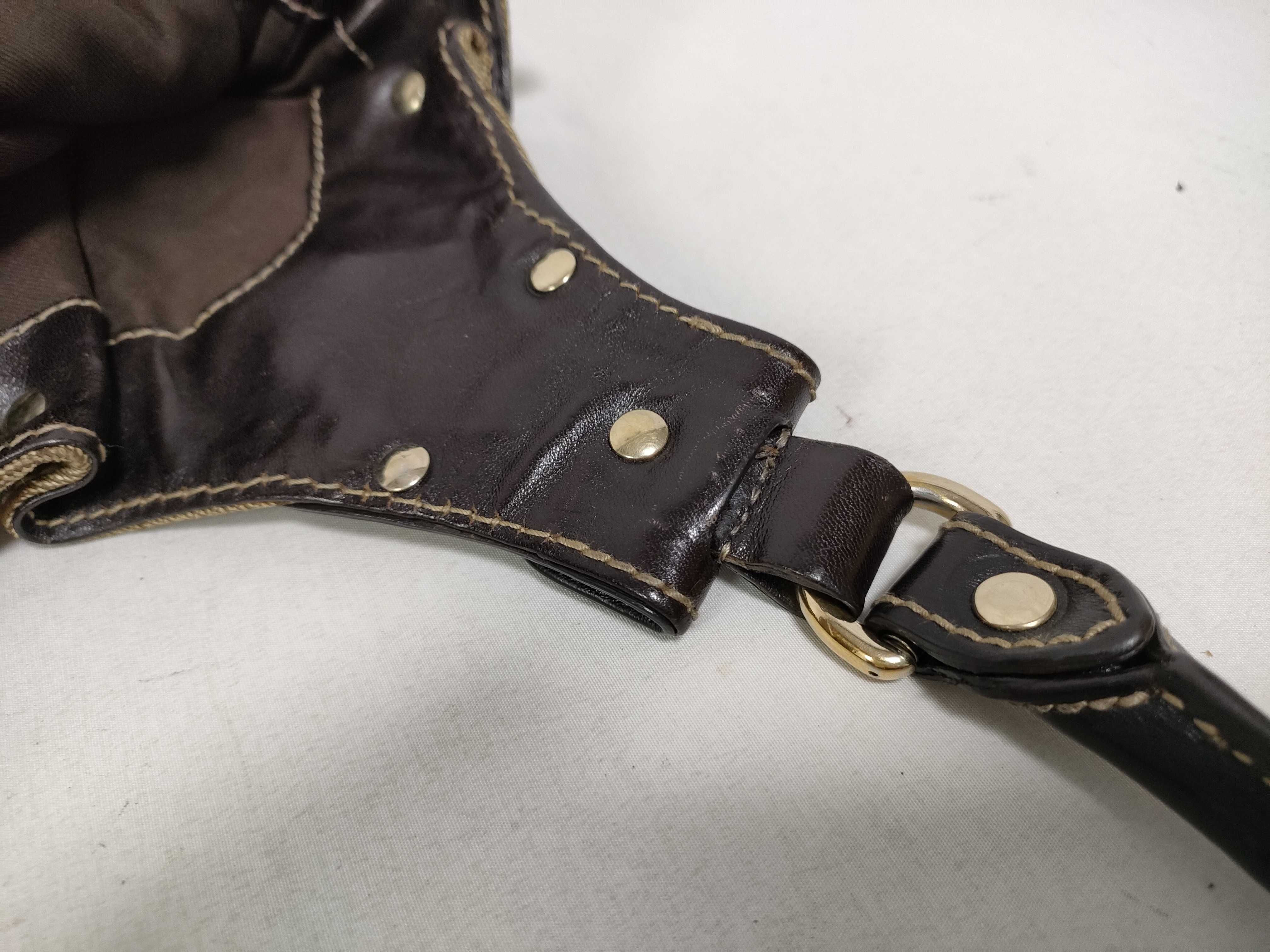 Brown Canvas Vintage Rivet Pumpkin Shoulder Bag — view 11