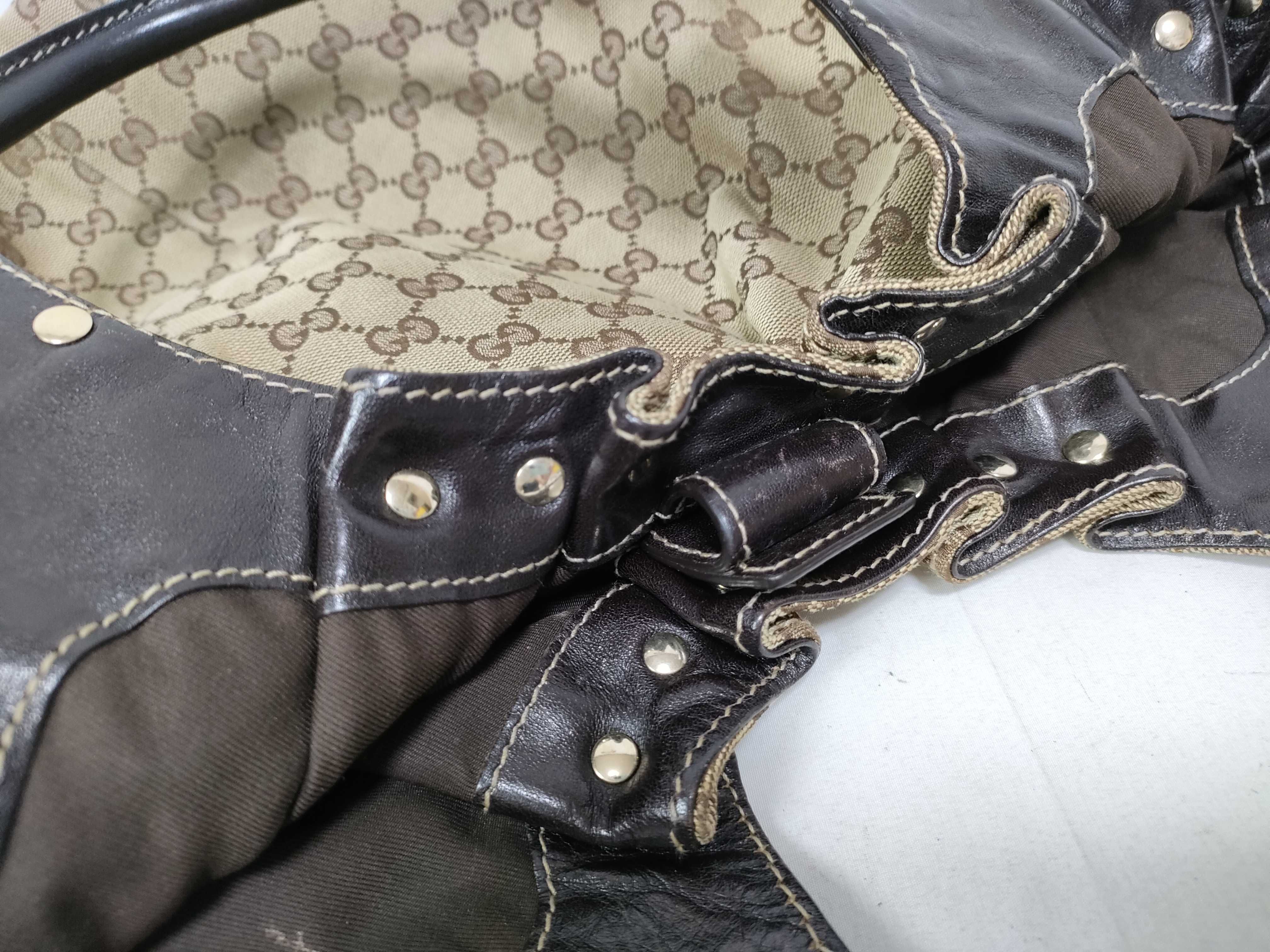 Brown Canvas Vintage Rivet Pumpkin Shoulder Bag — view 12