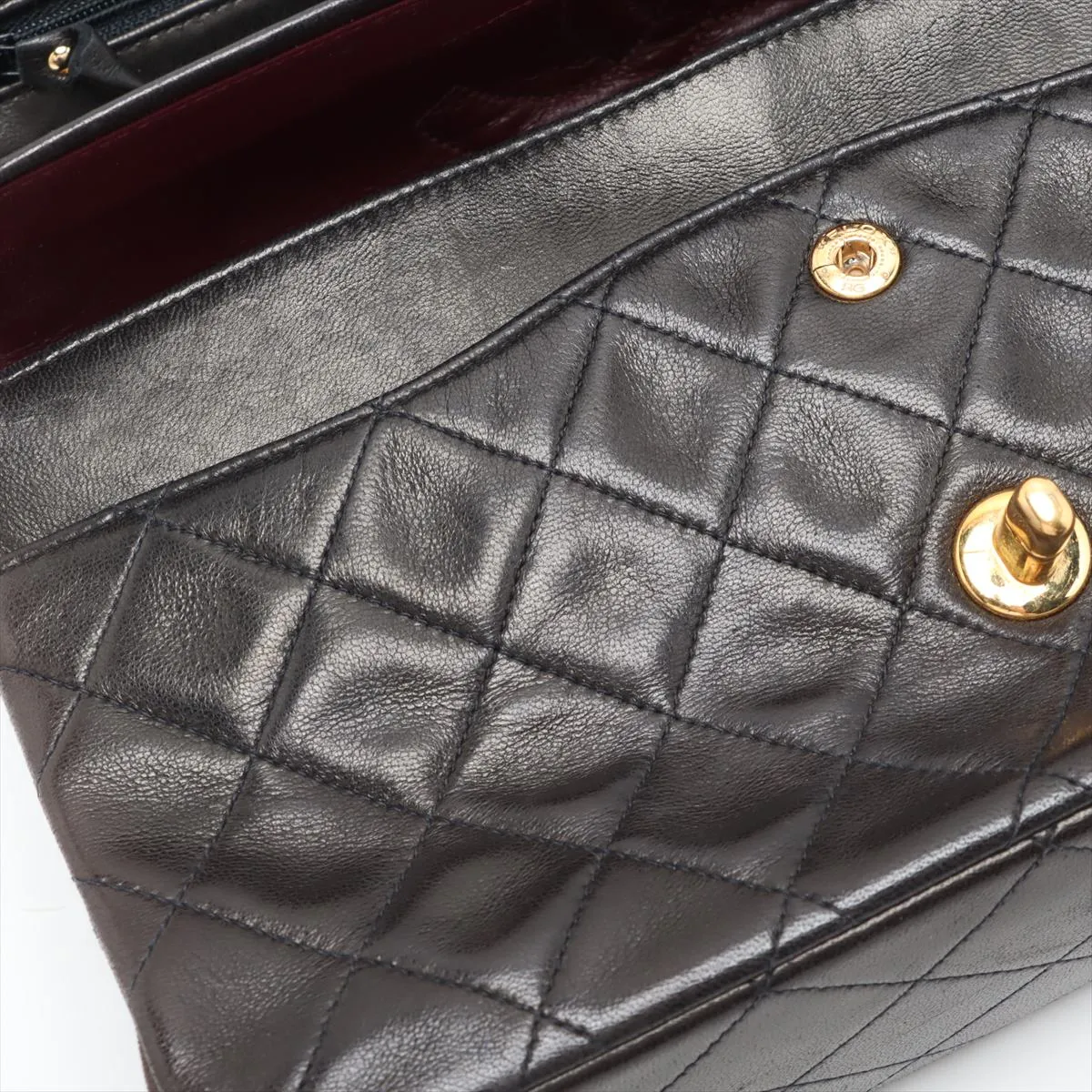 Matelassé 25 Lambskin Double Flap Double Chain Bag, Black with Gold Hardware, 2765135, Series 2, A01112 — view 12
