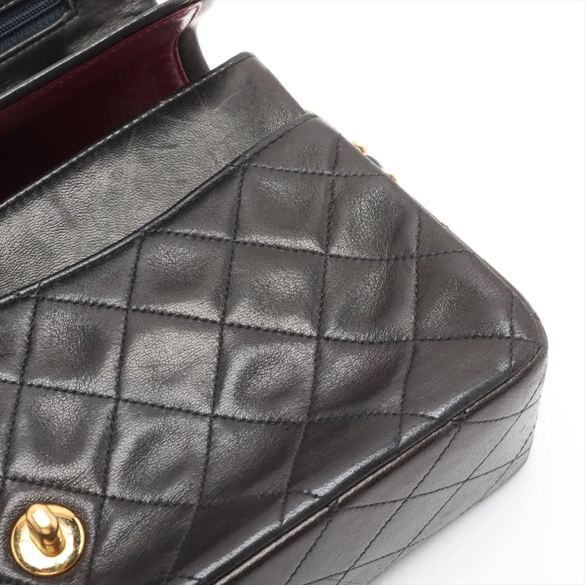 Matelassé 25 Lambskin Double Flap Double Chain Bag, Black with Gold Hardware, 2765135, Series 2, A01112 — view 13