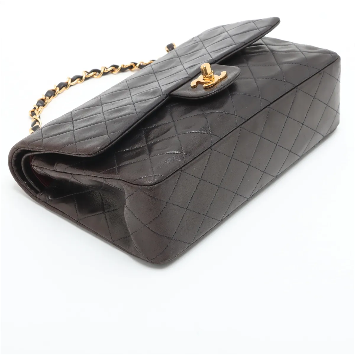 Matelassé 25 Lambskin Double Flap Double Chain Bag, Black with Gold Hardware, 2765135, Series 2, A01112 — view 4