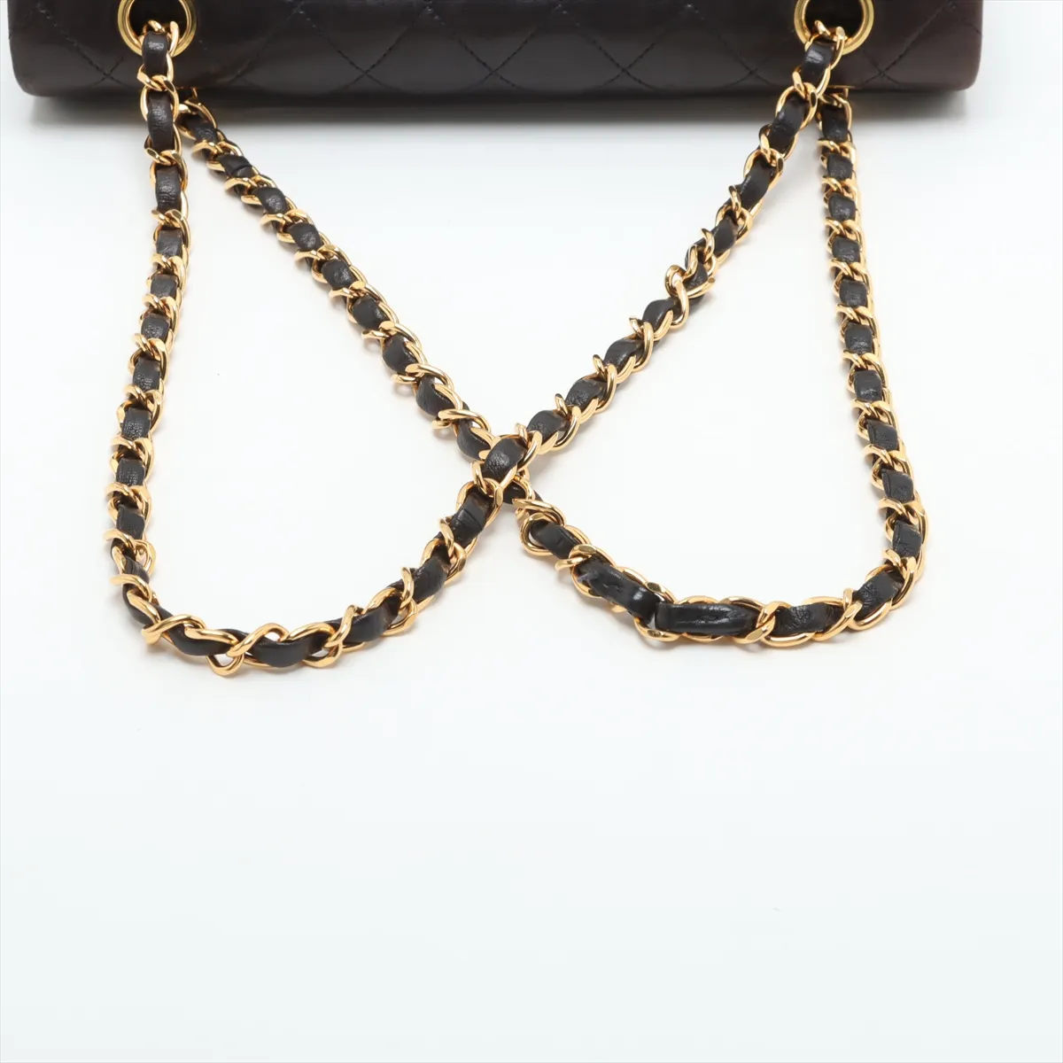 Matelassé 25 Lambskin Double Flap Double Chain Bag, Black with Gold Hardware, 2765135, Series 2, A01112 — view 5