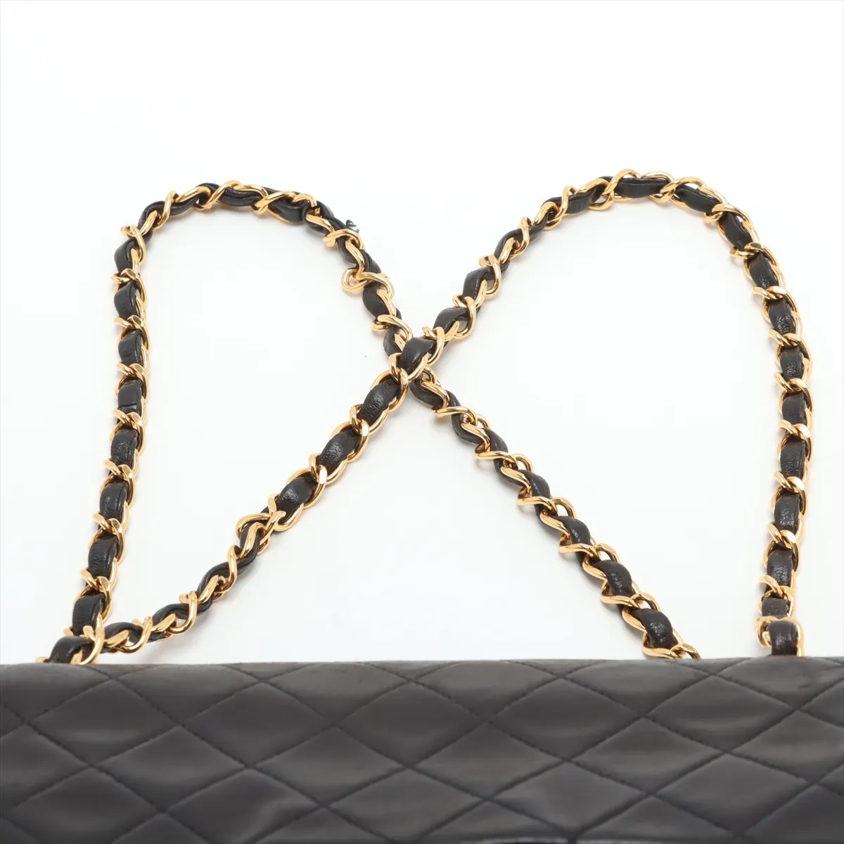 Matelassé 25 Lambskin Double Flap Double Chain Bag, Black with Gold Hardware, 2765135, Series 2, A01112 — view 6
