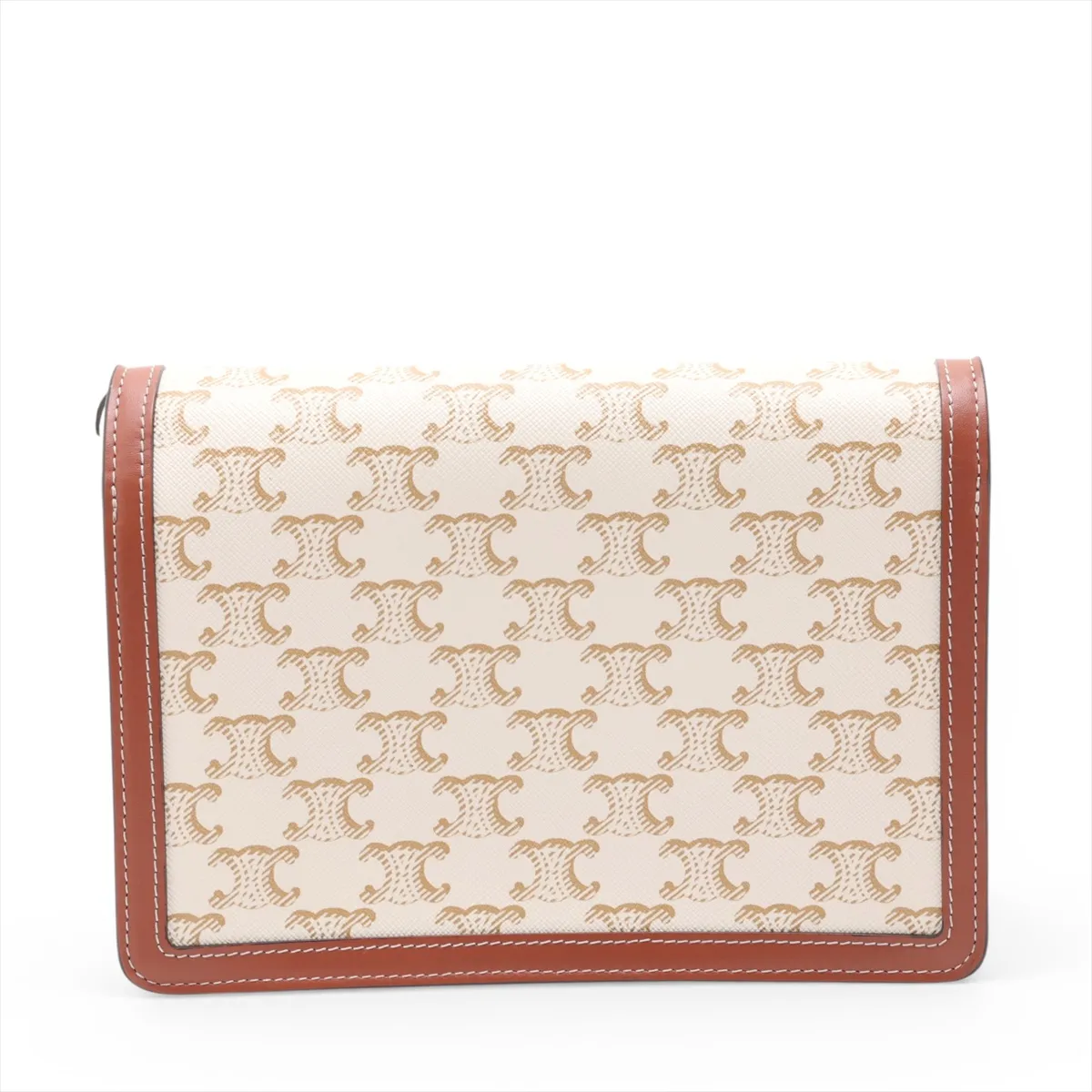 Triomphe PVC x Leather Shoulder Bag, White x Brown — view 2