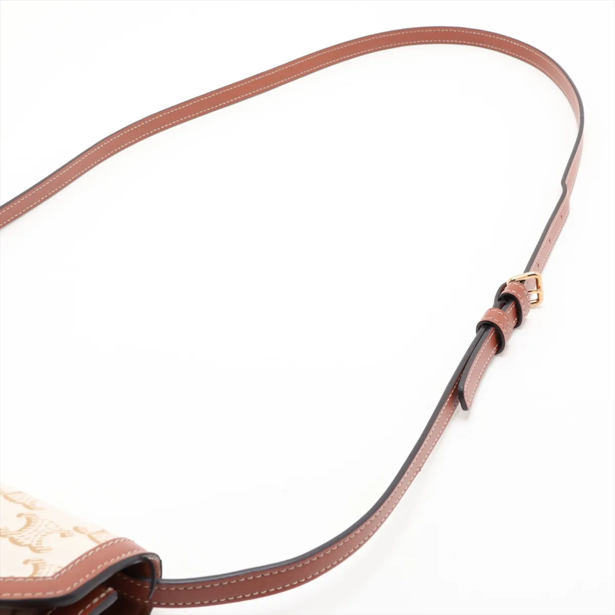 Triomphe PVC x Leather Shoulder Bag, White x Brown — view 5