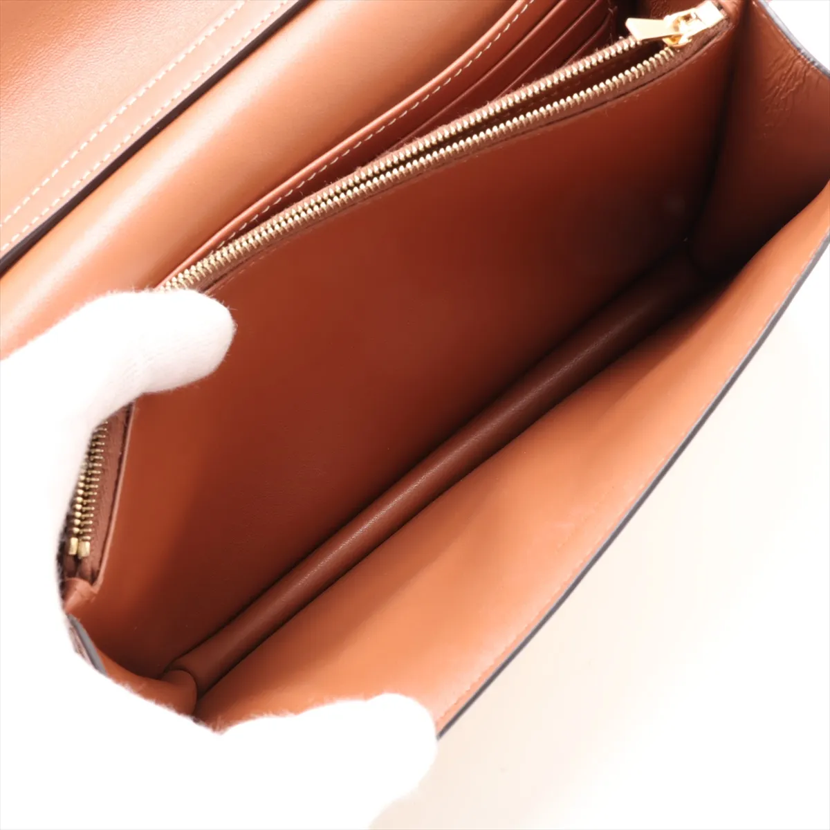 Triomphe PVC x Leather Shoulder Bag, White x Brown — view 6