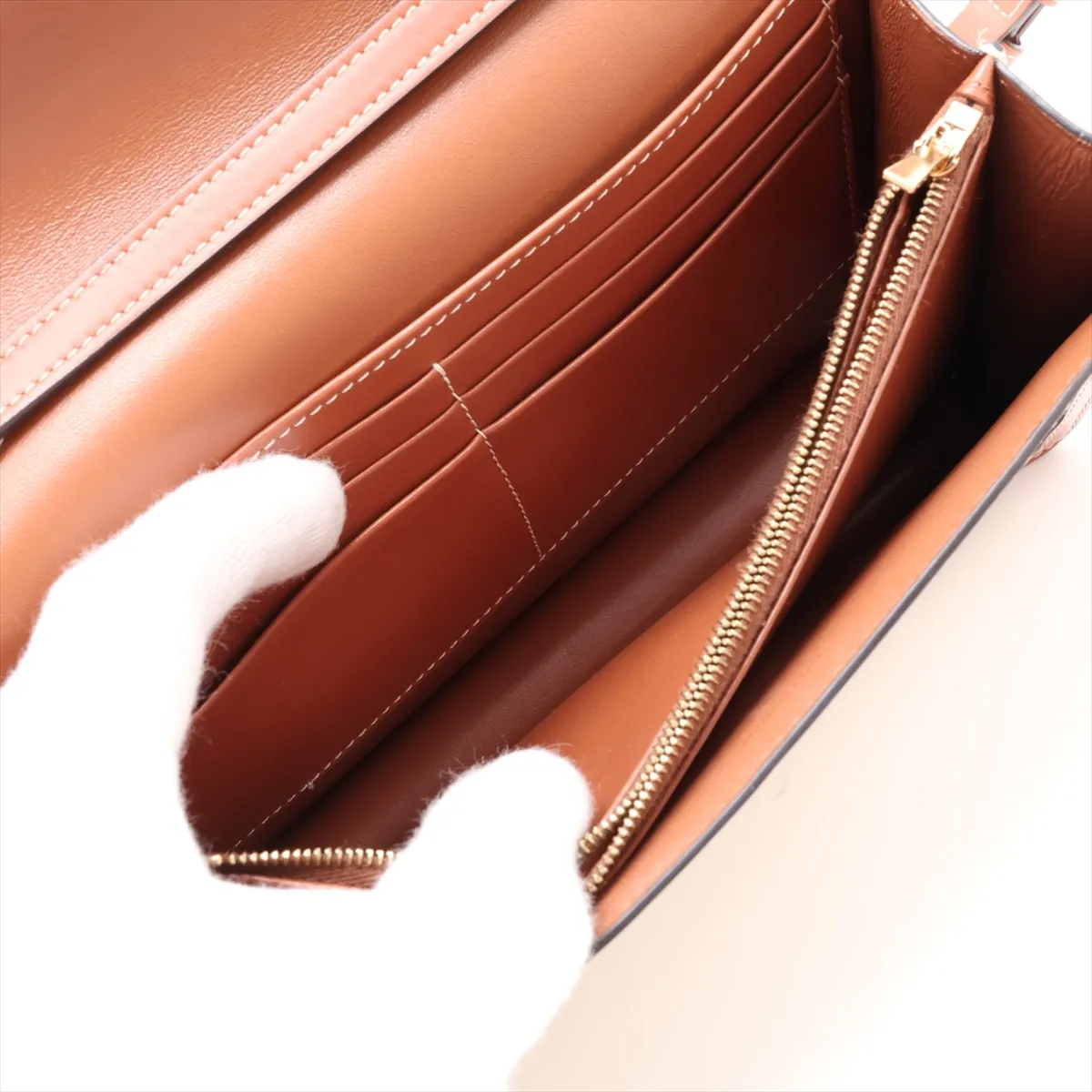 Triomphe PVC x Leather Shoulder Bag, White x Brown — view 8