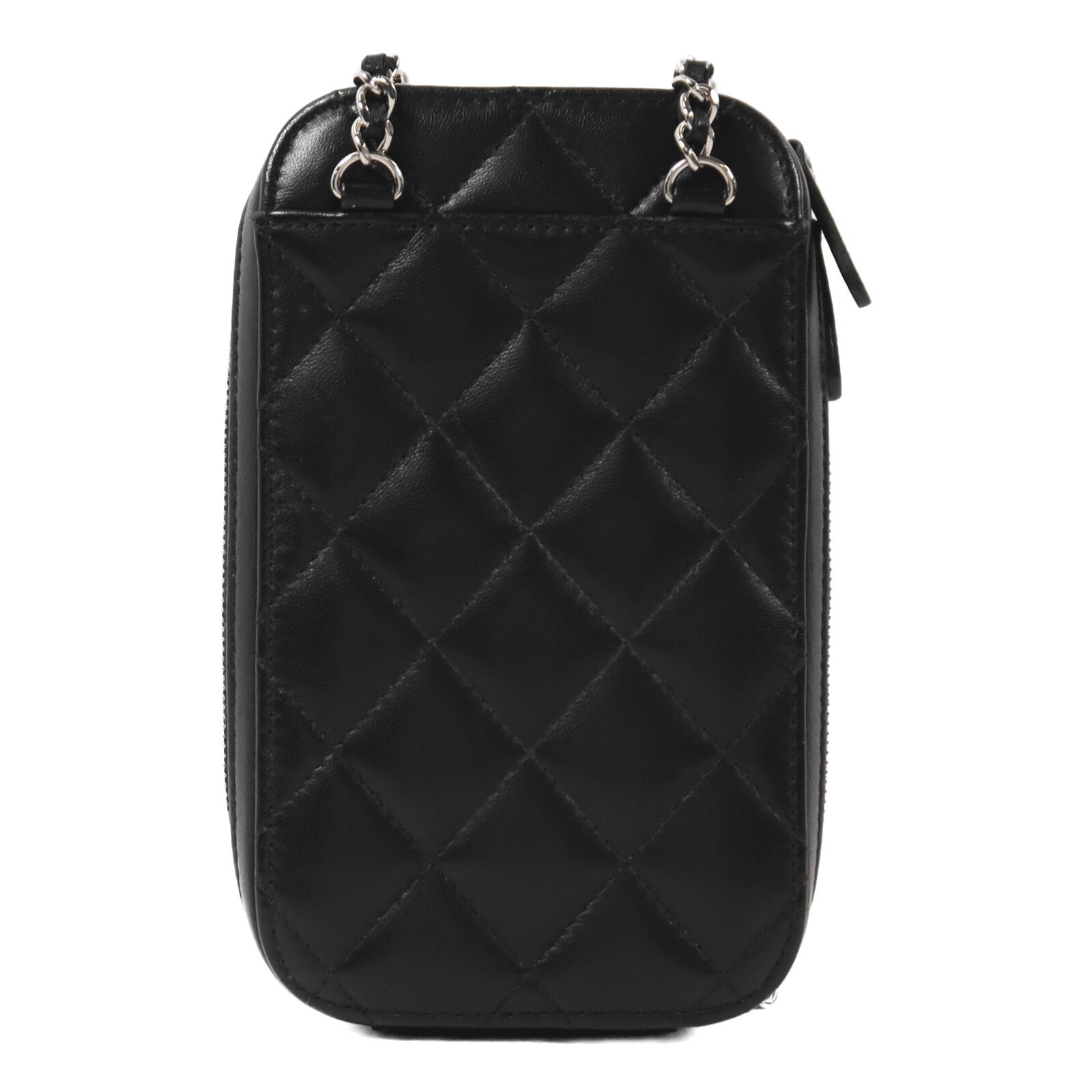 Black Lambskin Zip Around Phone Holder Bag — view 2