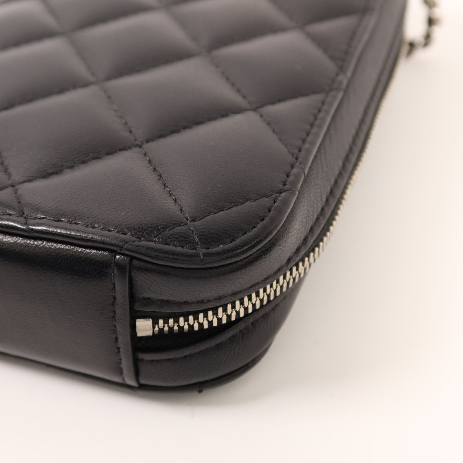 Black Lambskin Zip Around Phone Holder Bag — view 12