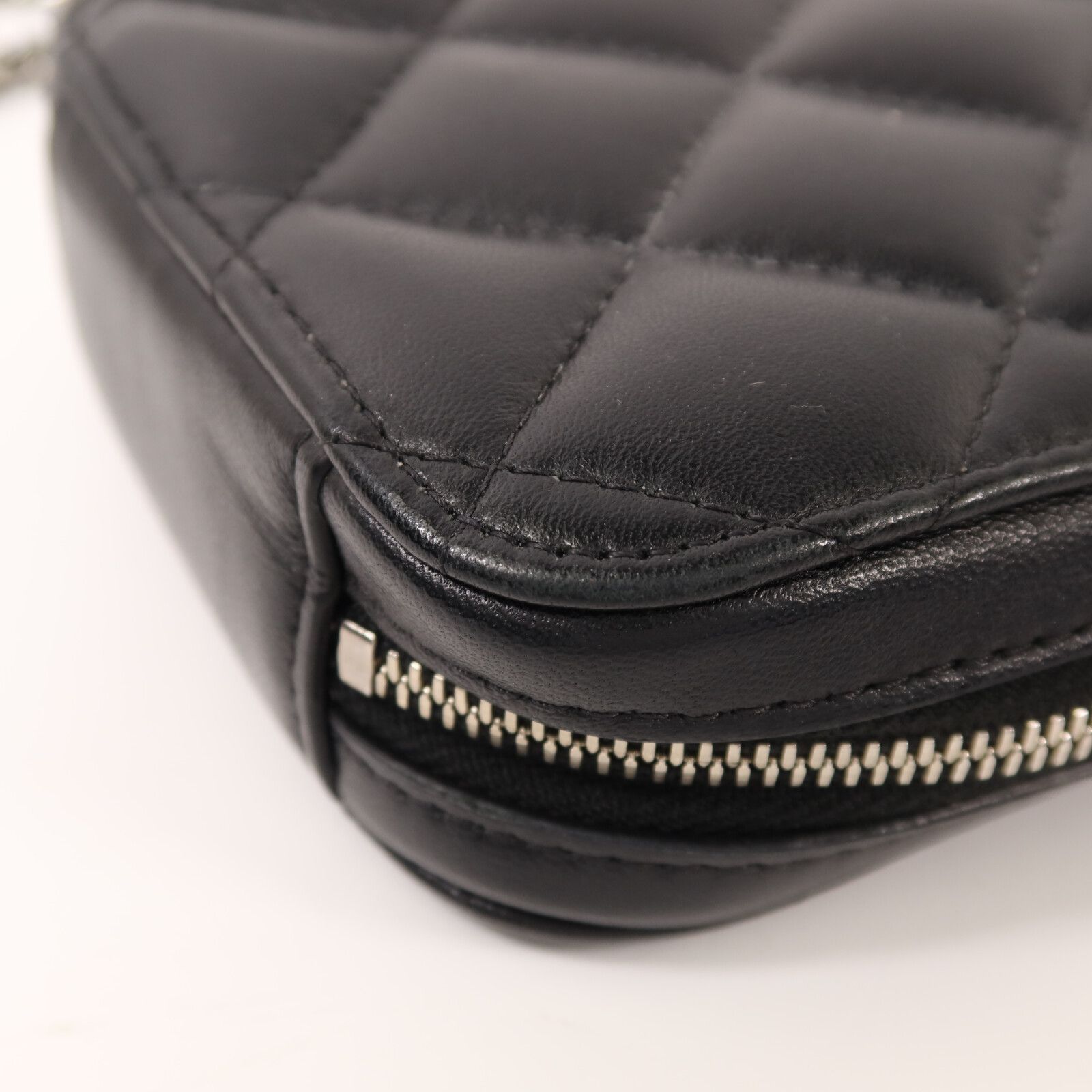 Black Lambskin Zip Around Phone Holder Bag — view 10