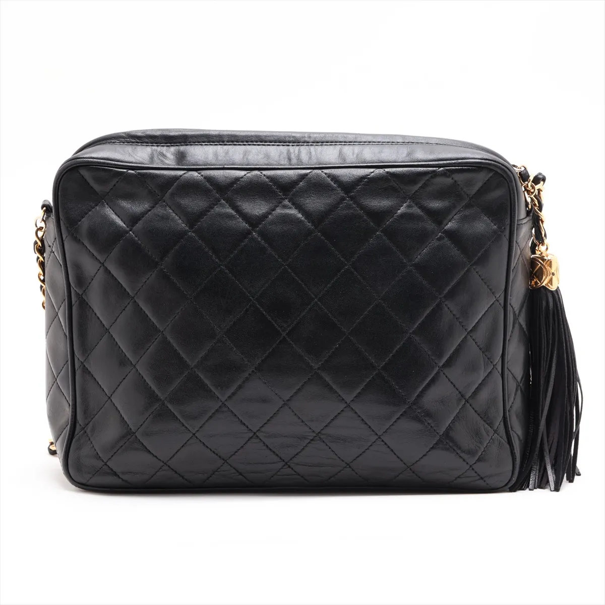 Matelassé Lambskin Chain Shoulder Bag, Black with Gold Hardware, Item No. 2620279 (Serial Number 2) — view 2