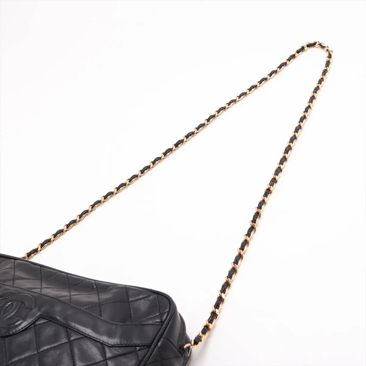 Matelassé Lambskin Chain Shoulder Bag, Black with Gold Hardware, Item No. 2620279 (Serial Number 2) — view 5