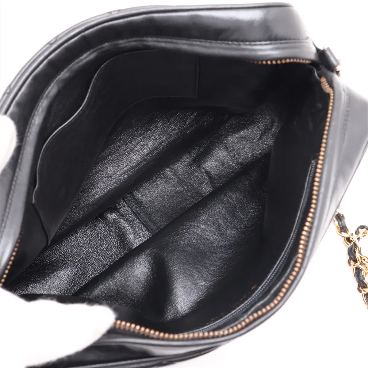 Matelassé Lambskin Chain Shoulder Bag, Black with Gold Hardware, Item No. 2620279 (Serial Number 2) — view 6