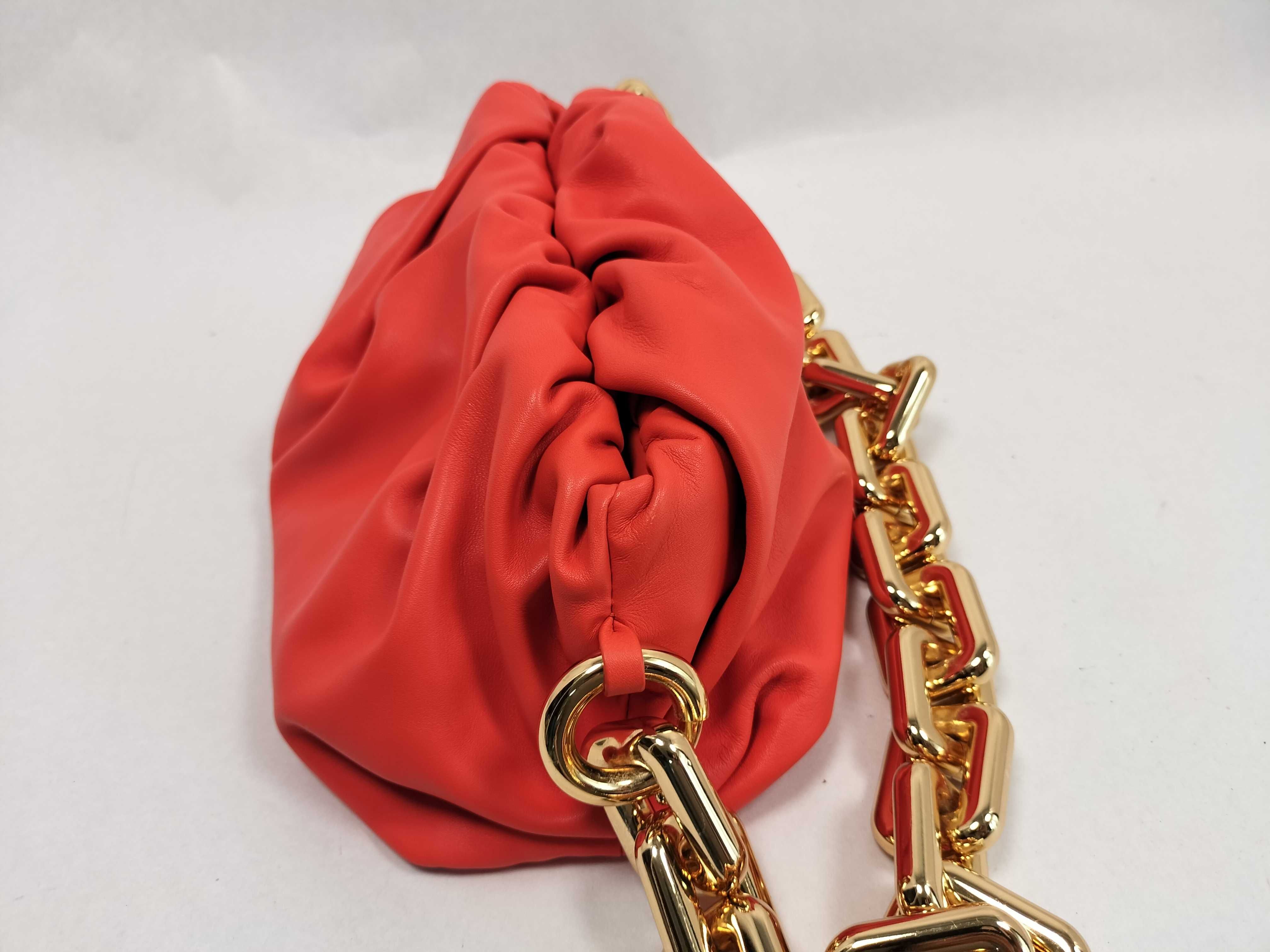 The Pouch Chain Shoulder Bag, Orange x Gold Hardware, Unused. — view 13