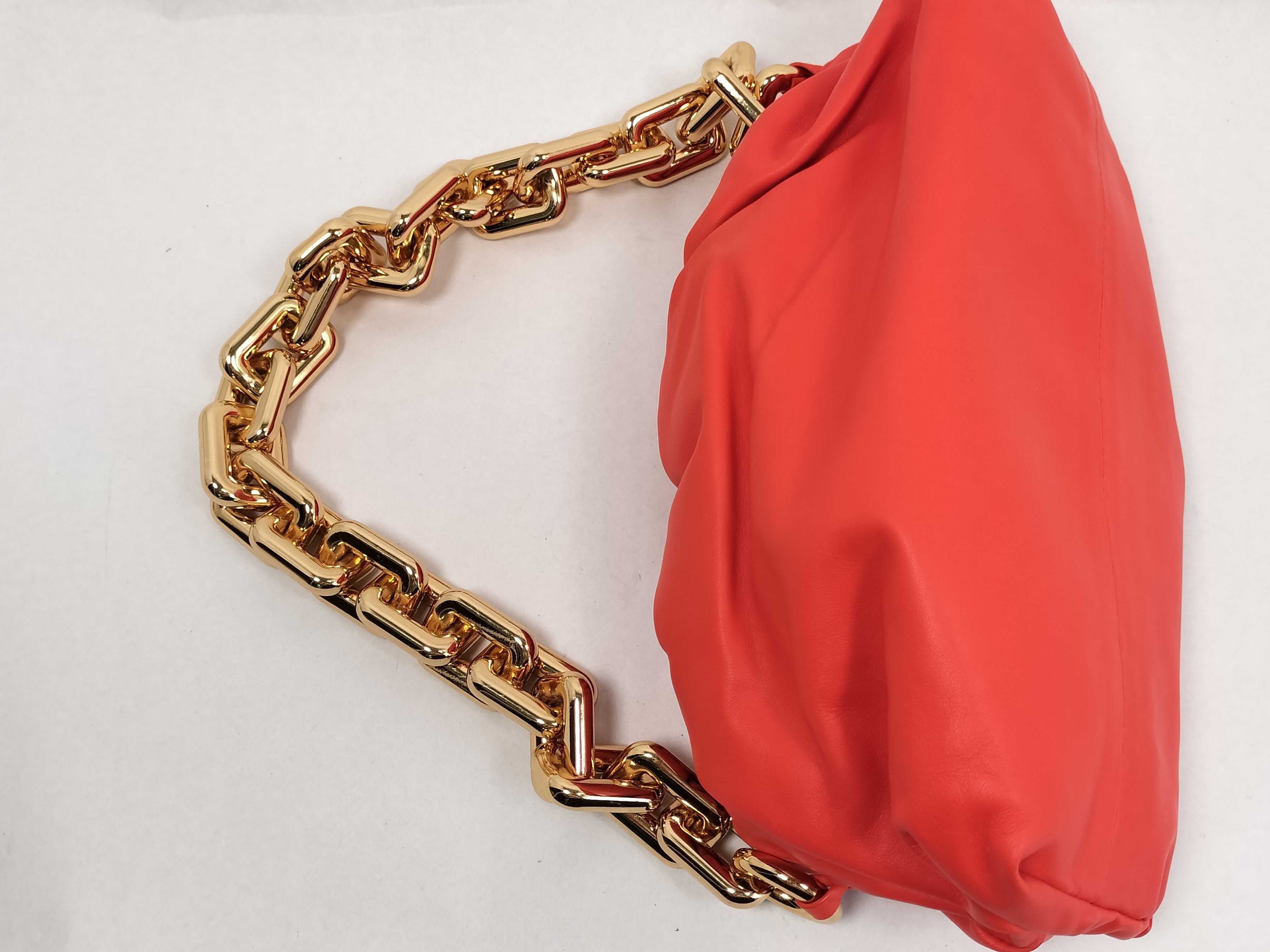 The Pouch Chain Shoulder Bag, Orange x Gold Hardware, Unused. — view 3