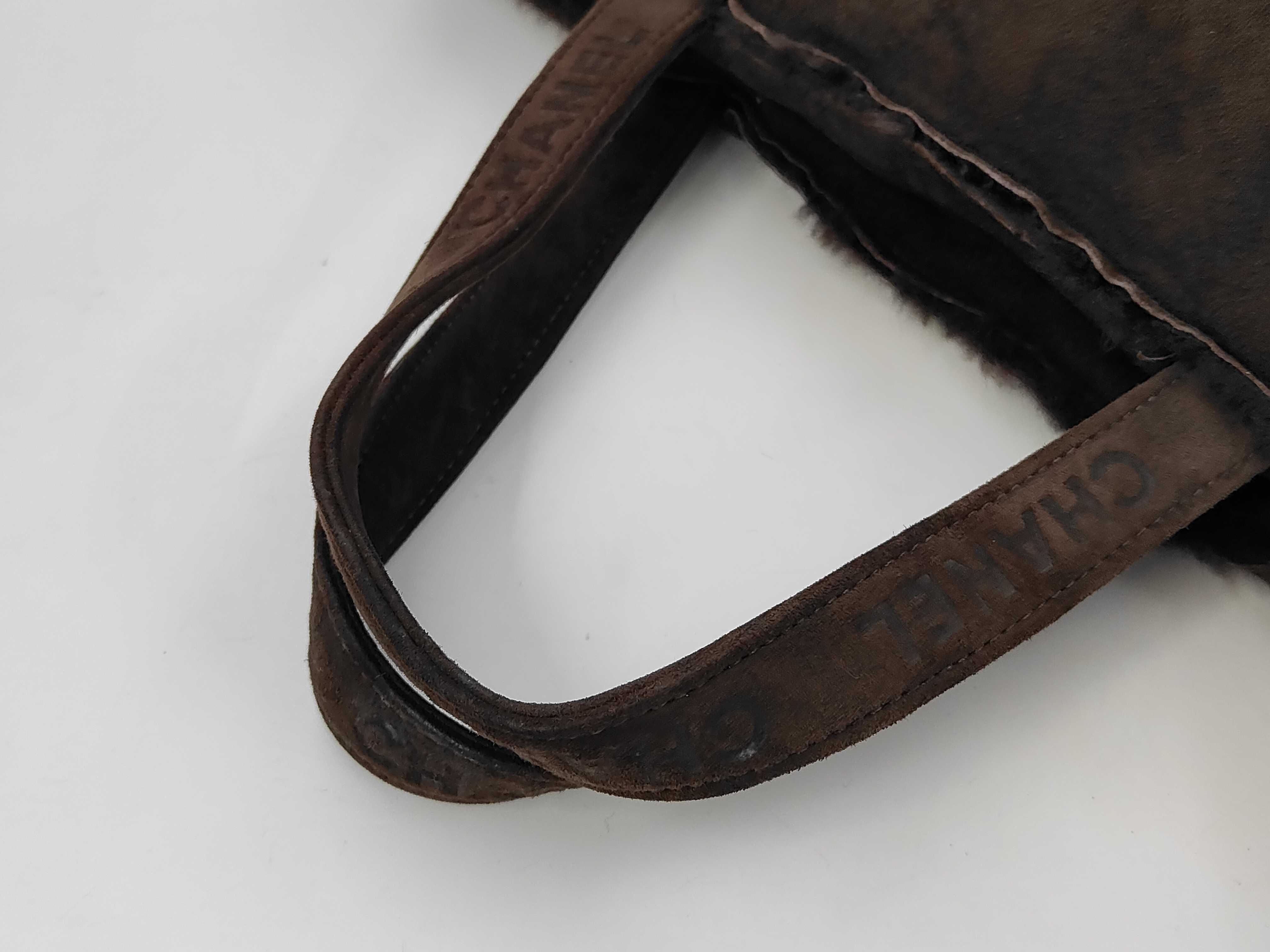 Shearling Tote Bag, Brown, with original seal. — view 3