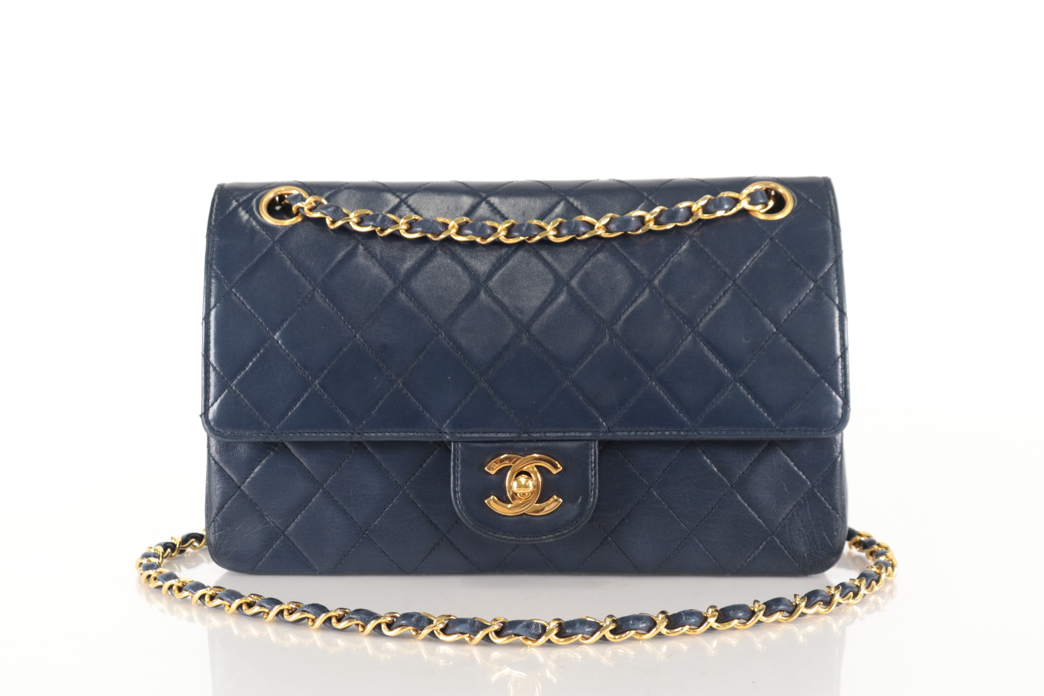 W-Flap 25 Lambskin Navy Shoulder Bag (Serial No. 1) — view 2