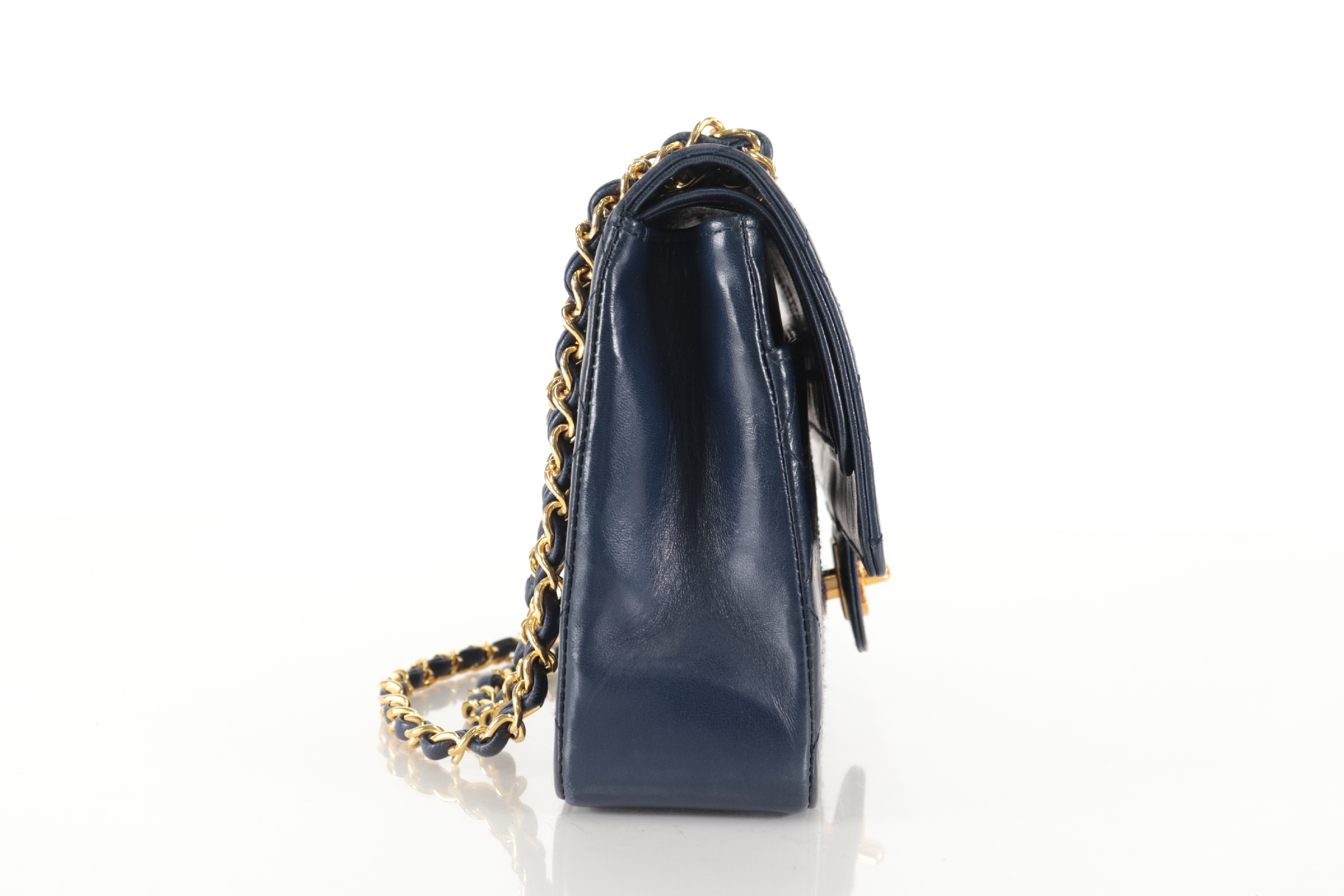 W-Flap 25 Lambskin Navy Shoulder Bag (Serial No. 1) — view 4