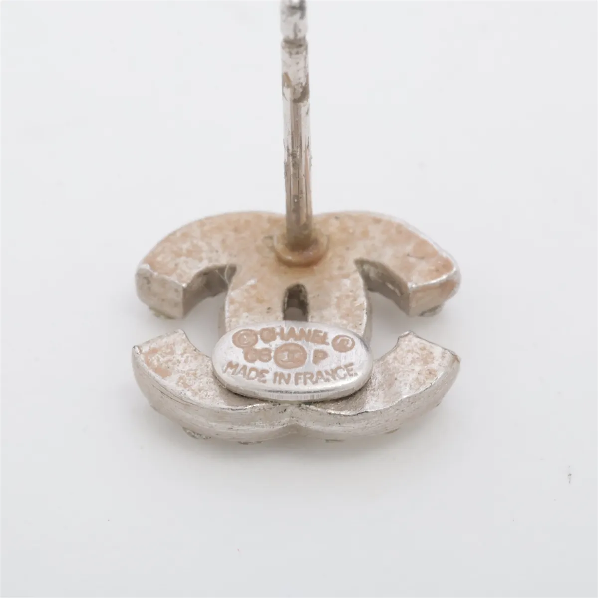 Coco Mark 06P Earrings (Pair) GP x Rhinestone Silver. Shows signs of wear, — view 5