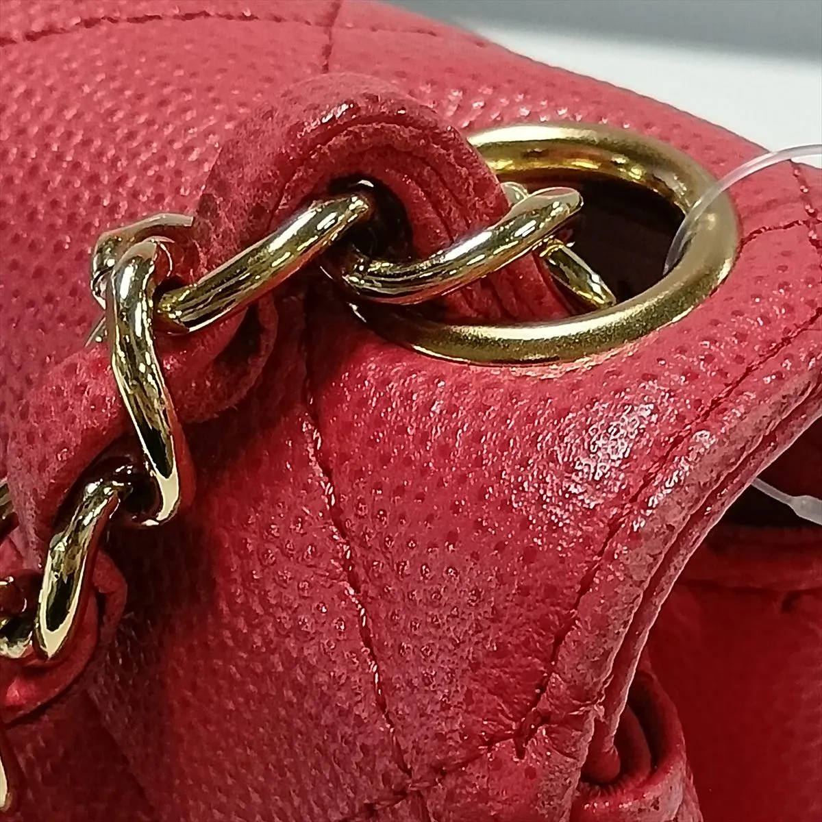 Mini Matelassé 17 Caviar Skin Single Flap Single Chain Bag, Red with Gold Hardware, 23509106, Serial Number , A35200 — view 12