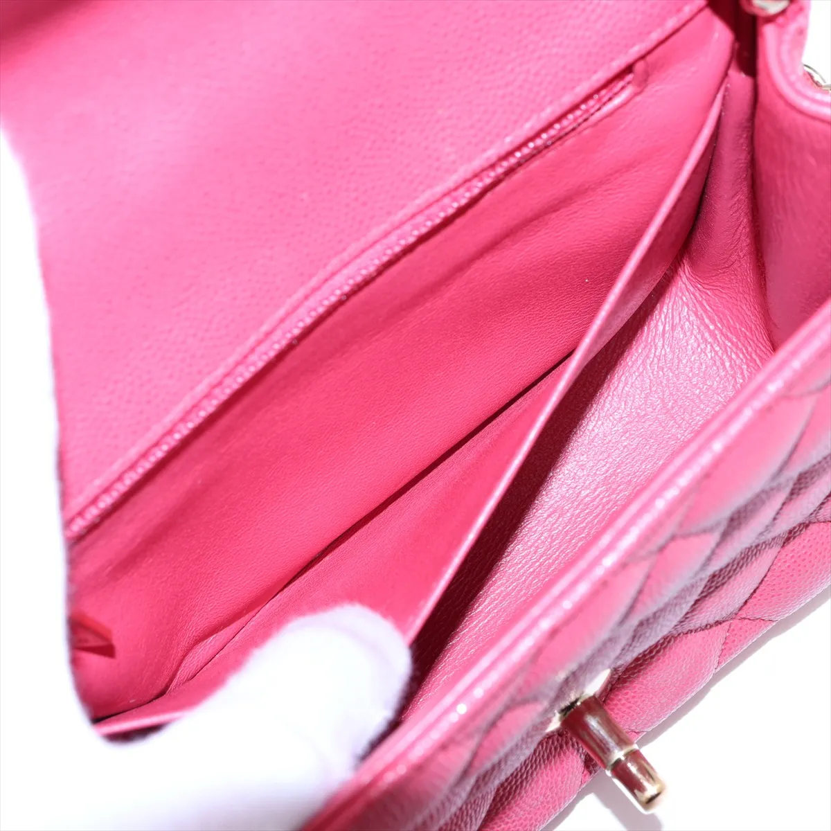 Mini Matelassé 17 Caviar Skin Single Flap Single Chain Bag, Red with Gold Hardware, 23509106, Serial Number , A35200 — view 7