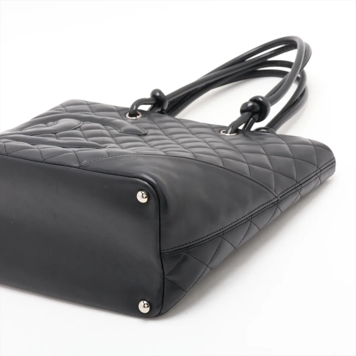 Cambon Line Lambskin Tote Bag, Black with Silver Hardware, 10049546 (Serial Number in the 10s) — view 3