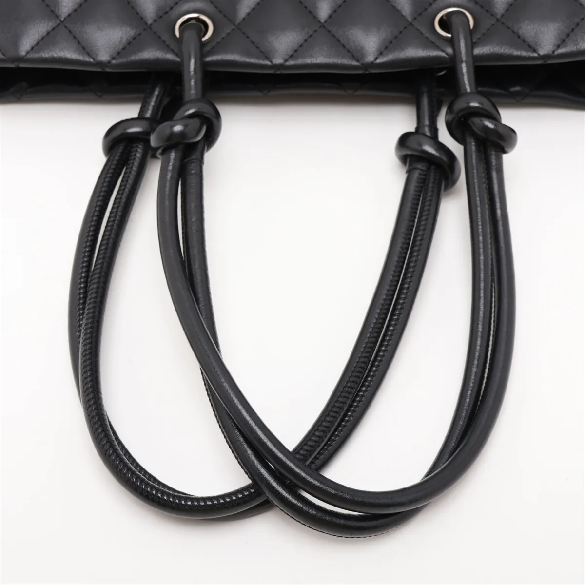 Cambon Line Lambskin Tote Bag, Black with Silver Hardware, 10049546 (Serial Number in the 10s) — view 5