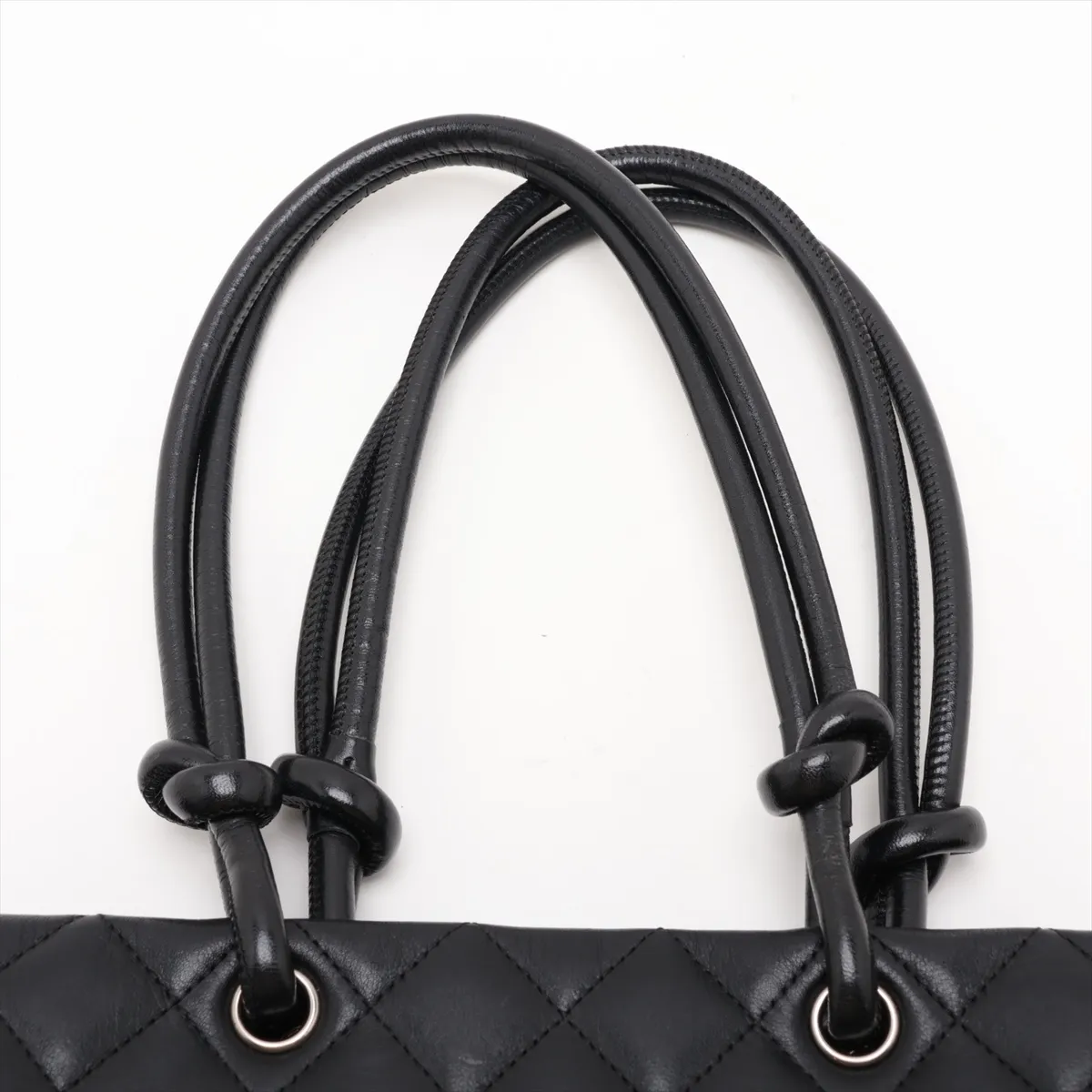 Cambon Line Lambskin Tote Bag, Black with Silver Hardware, 10049546 (Serial Number in the 10s) — view 6