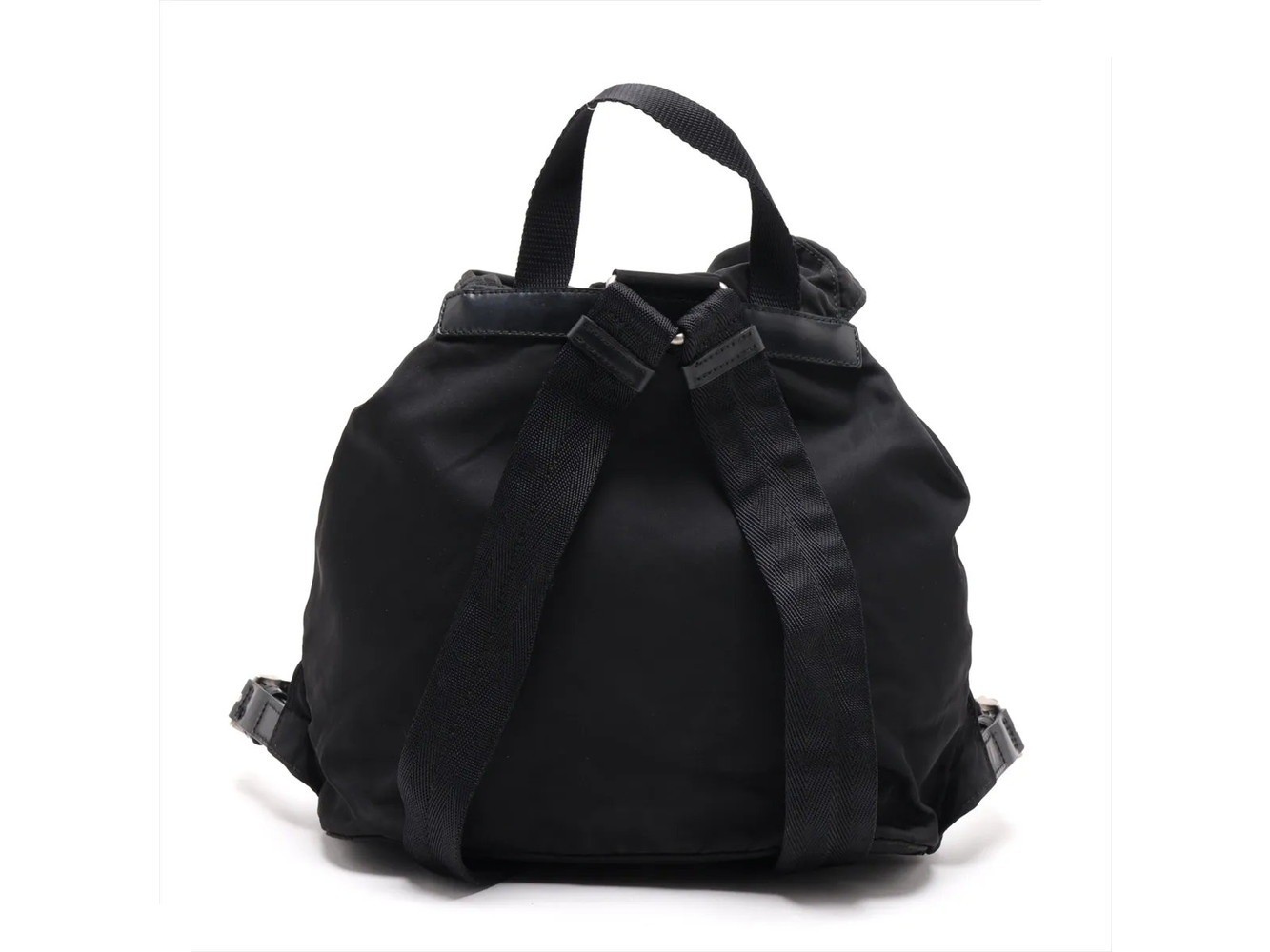 Tessuto Nylon Triangle Logo Leather Backpack — view 2
