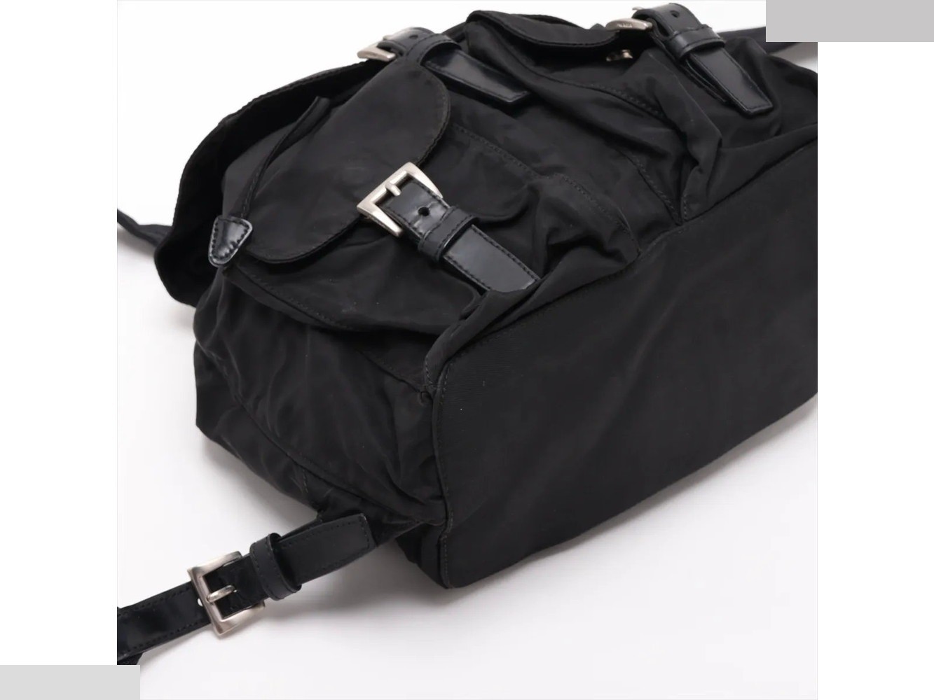 Tessuto Nylon Triangle Logo Leather Backpack — view 4