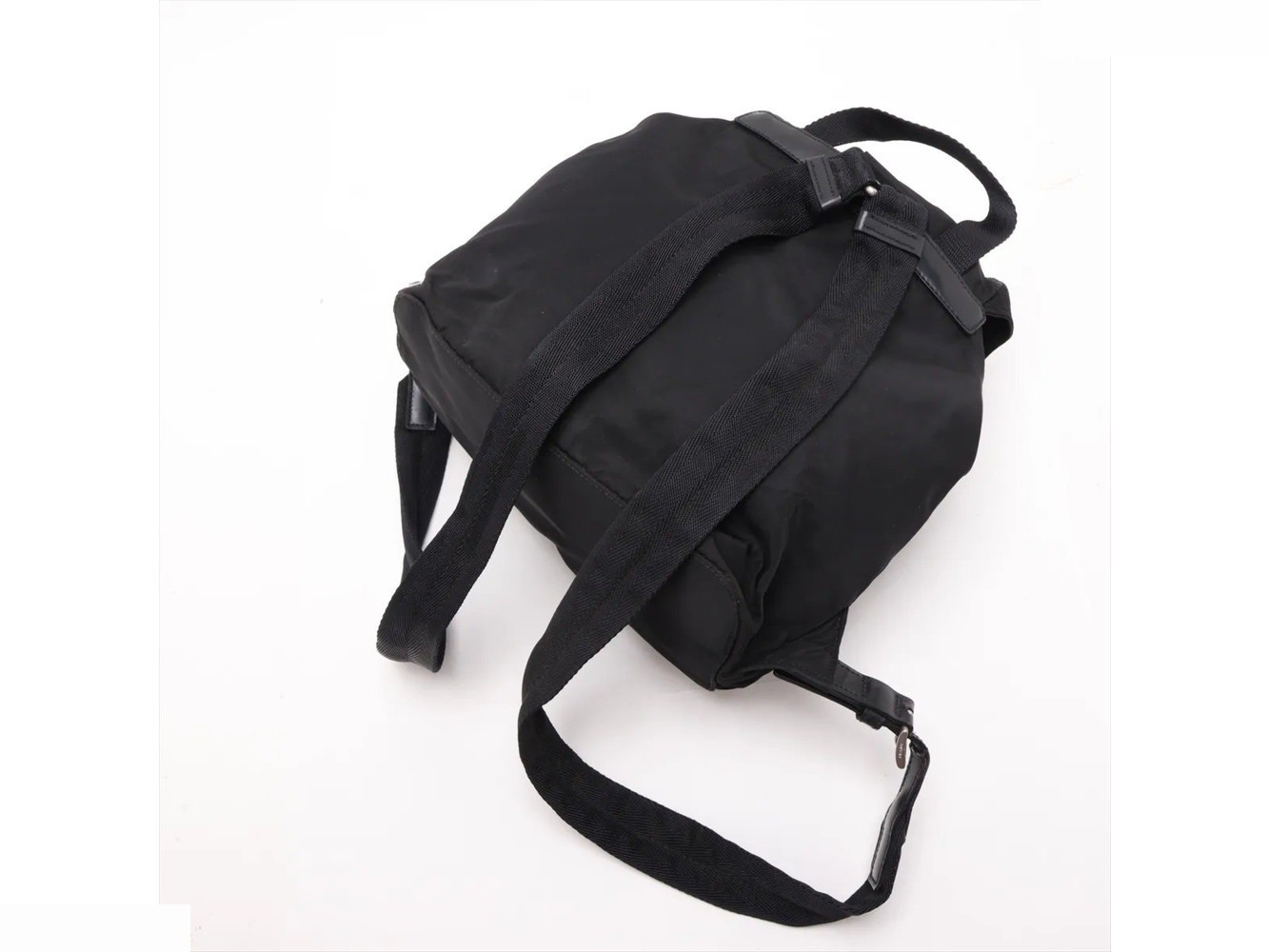 Tessuto Nylon Triangle Logo Leather Backpack — view 5