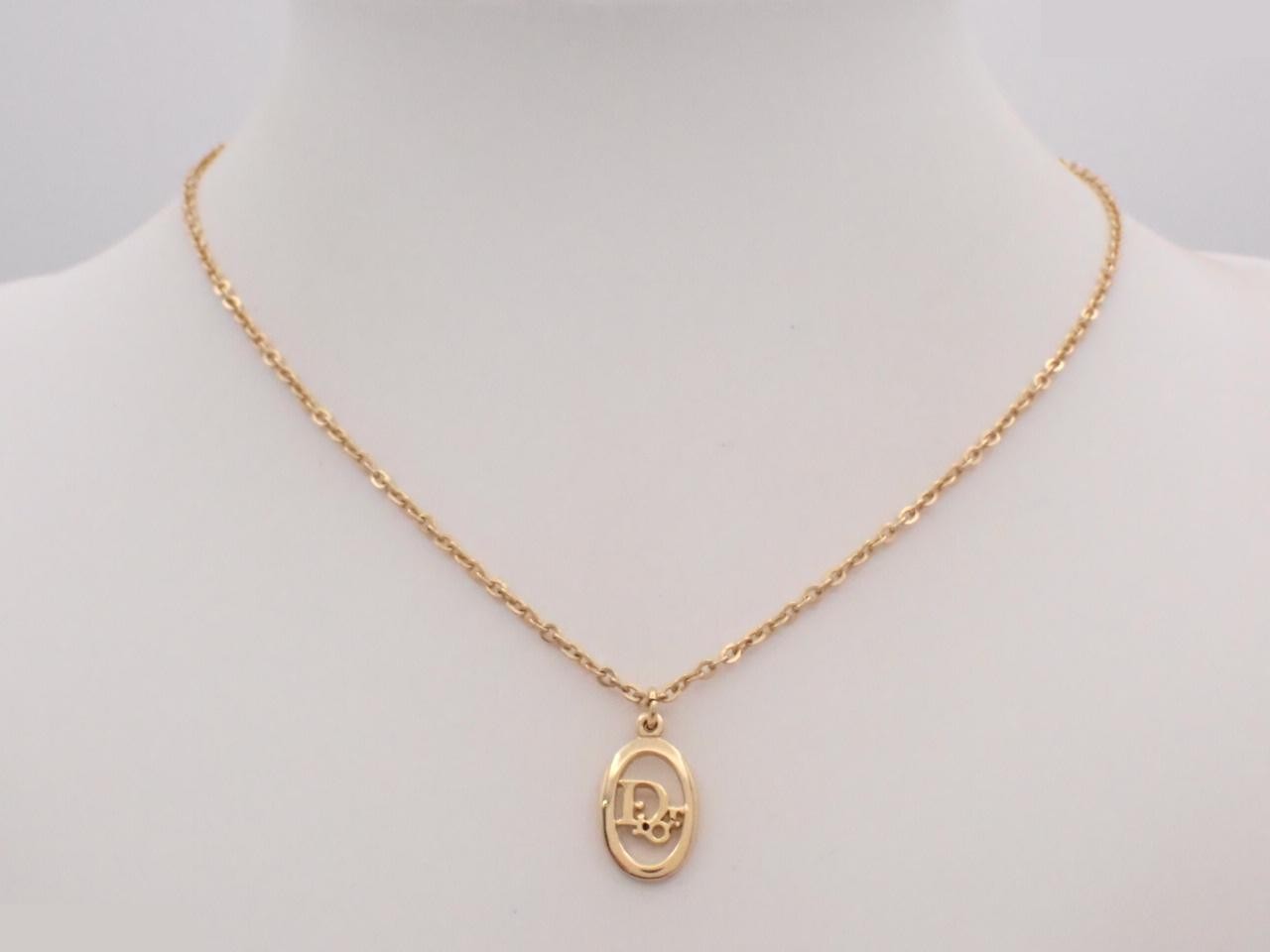 Logo oval gold necklace, chain approximately 42cm — view 3