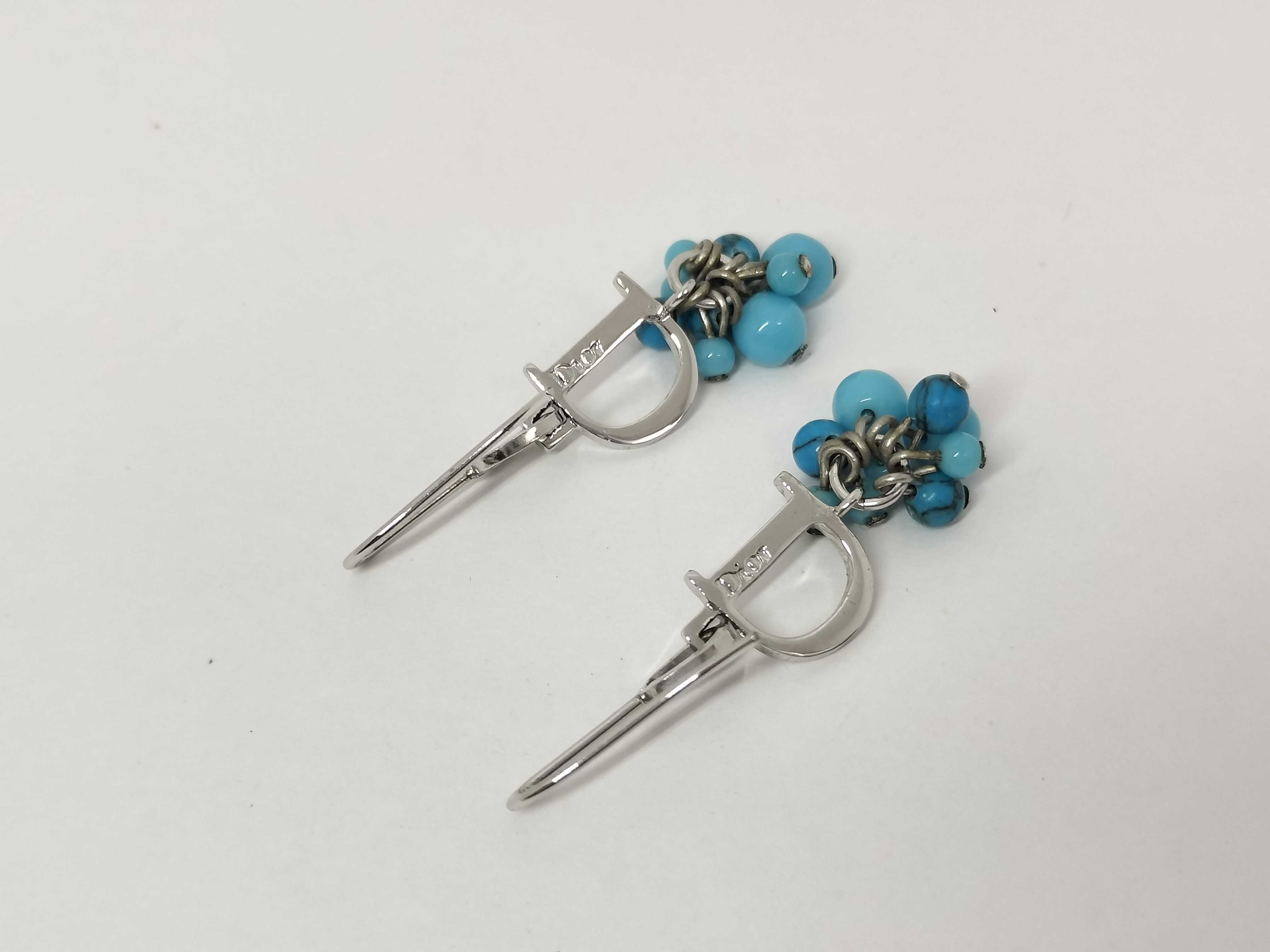turquoise blue stone earrings — view 2