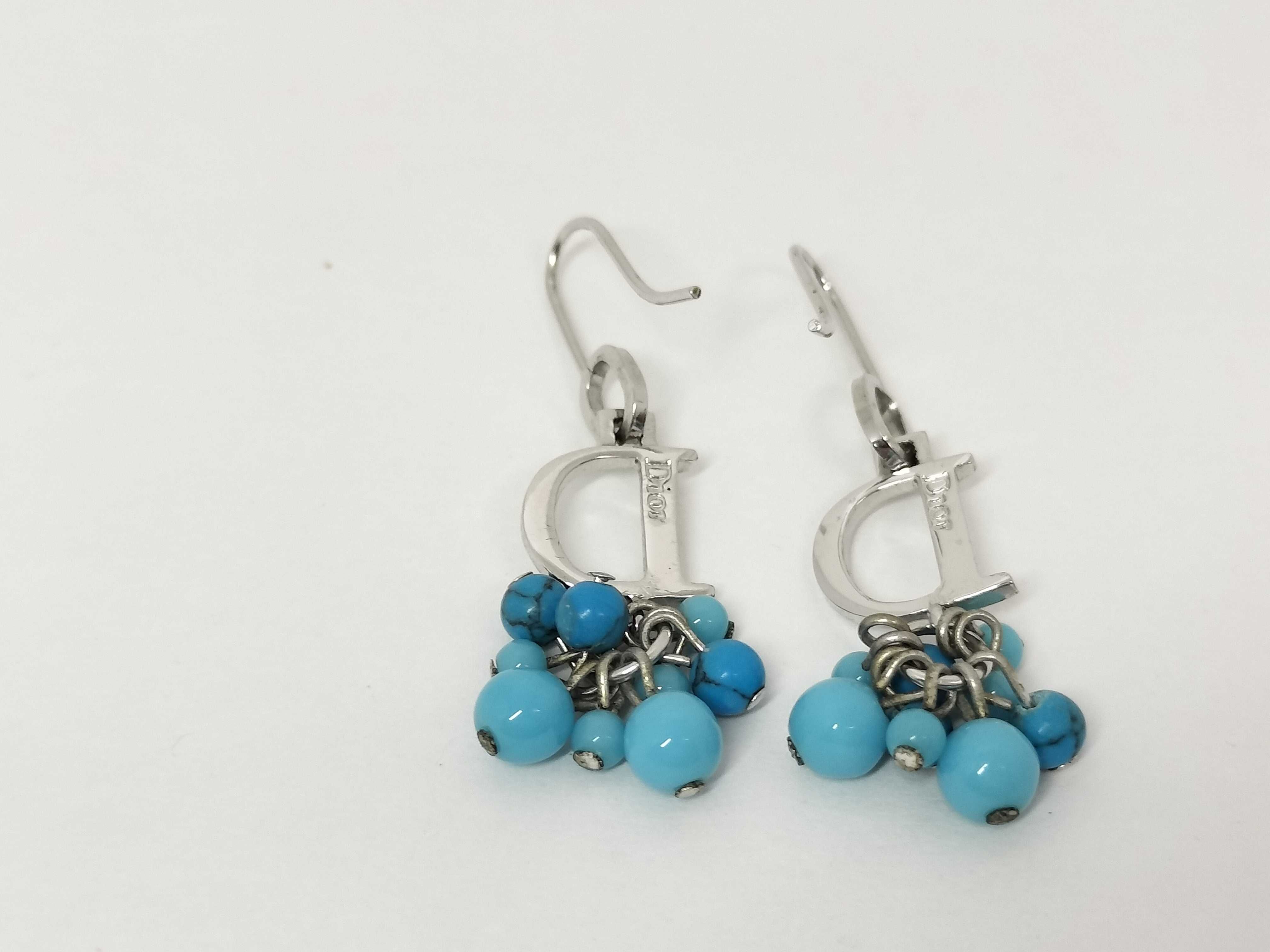 turquoise blue stone earrings — view 4