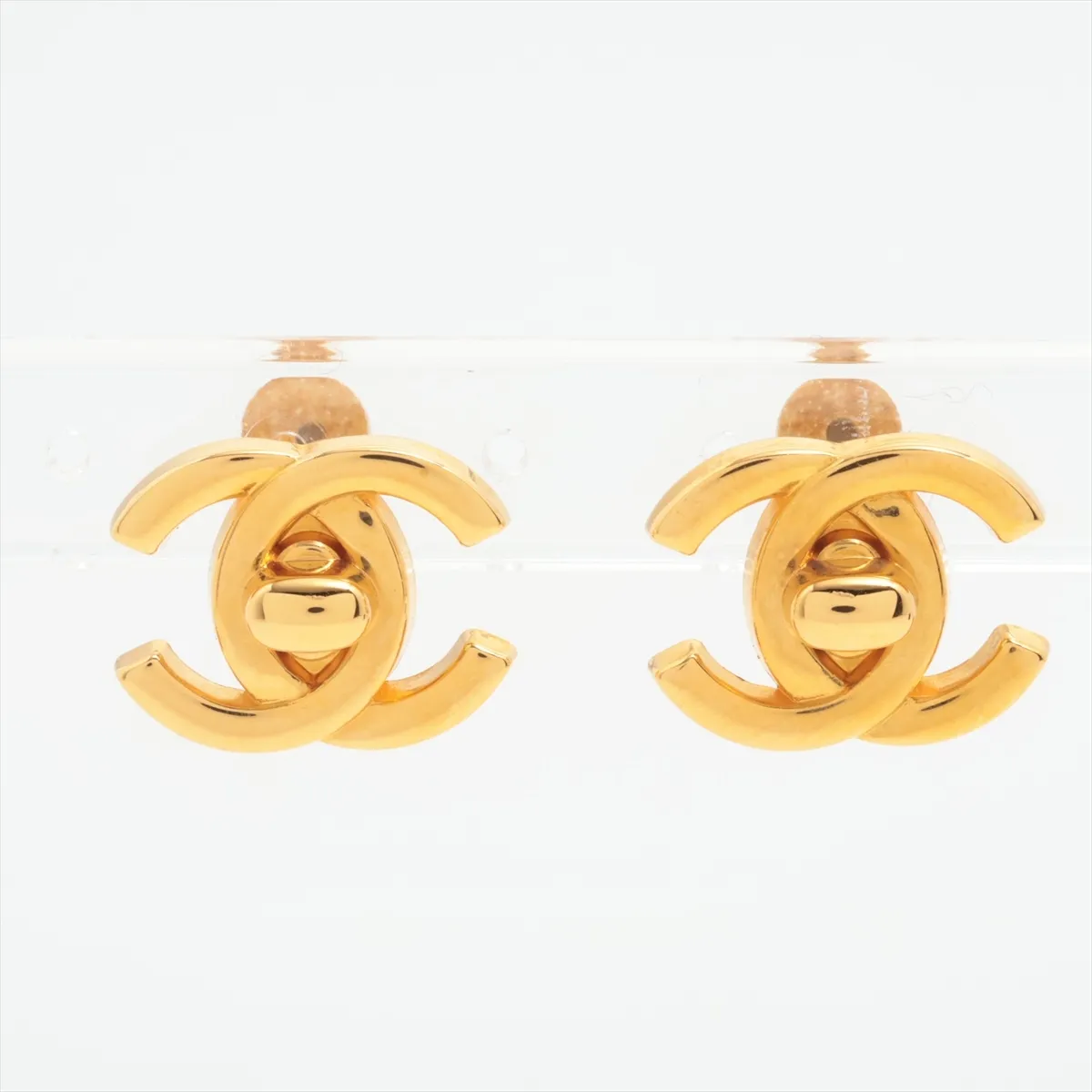 Coco Mark Turnlock 96A Earrings (Pair) GP Gold. Shows signs of wear including