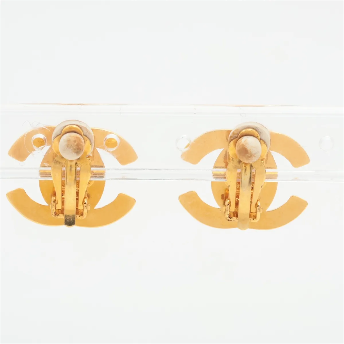 Coco Mark Turnlock 96A Earrings (Pair) GP Gold. Shows signs of wear including — view 2