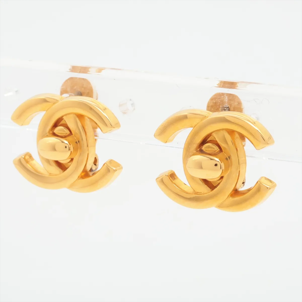 Coco Mark Turnlock 96A Earrings (Pair) GP Gold. Shows signs of wear including — view 3