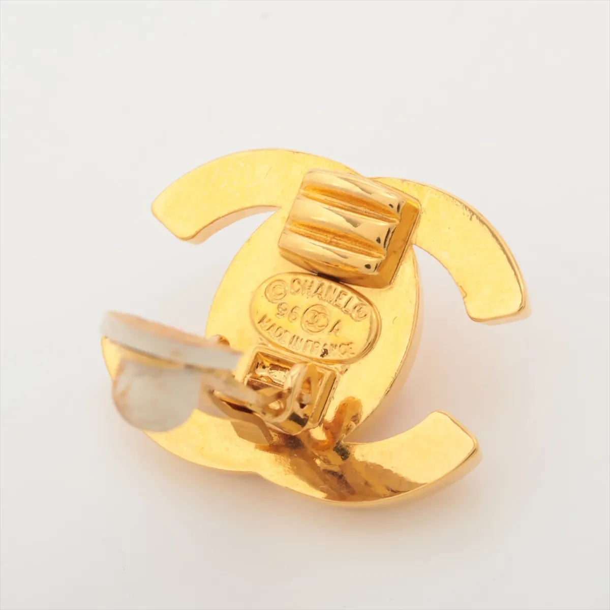Coco Mark Turnlock 96A Earrings (Pair) GP Gold. Shows signs of wear including — view 5