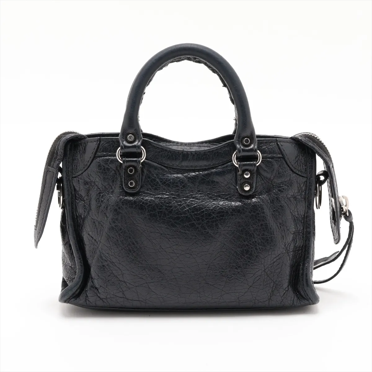 Classic Nano City Leather 2-Way Shoulder Bag, Black, 505555, with Mirror — view 2
