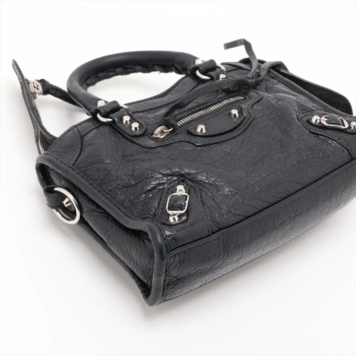 Classic Nano City Leather 2-Way Shoulder Bag, Black, 505555, with Mirror — view 4