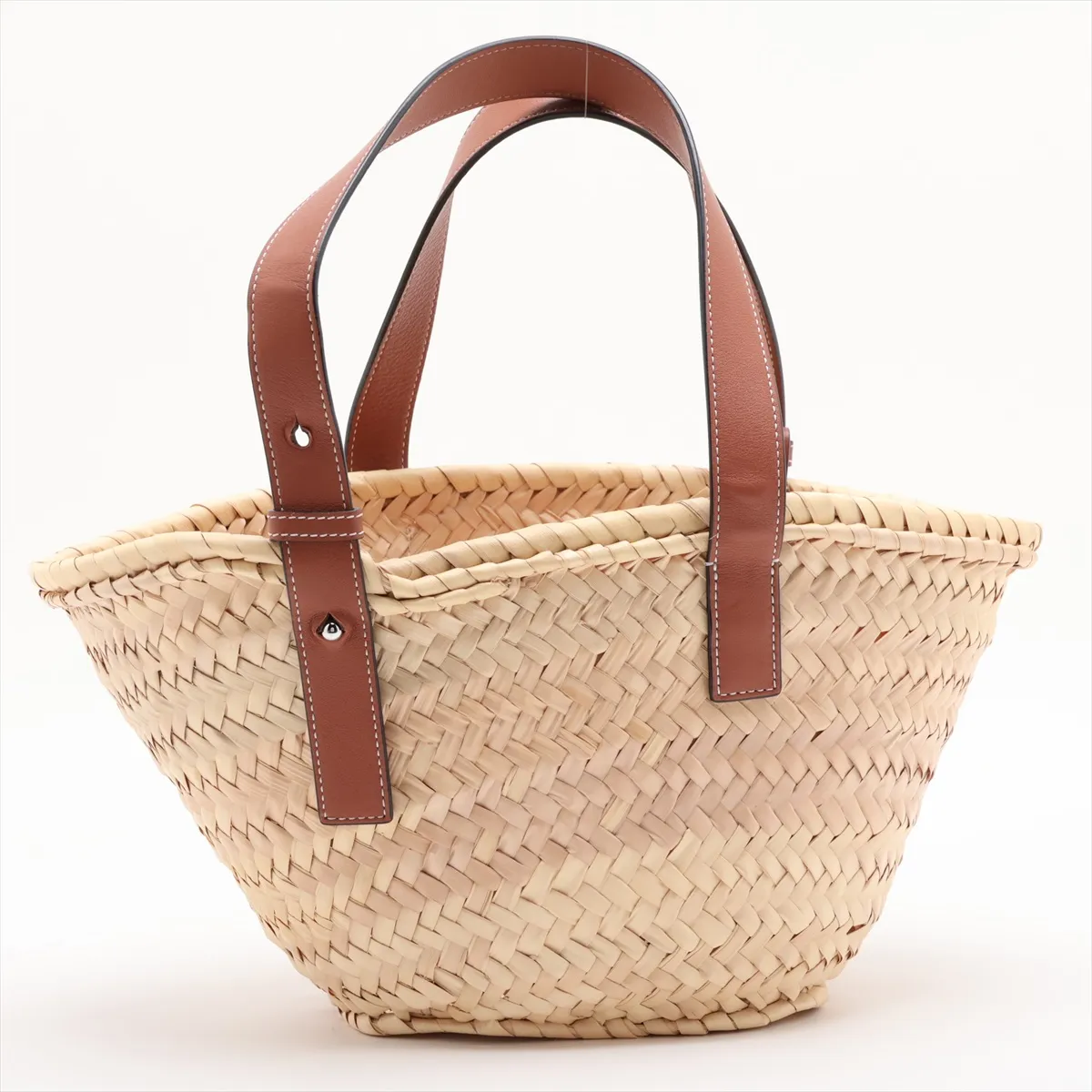 Basket Small Raffia x Leather Basket Bag Beige — view 2