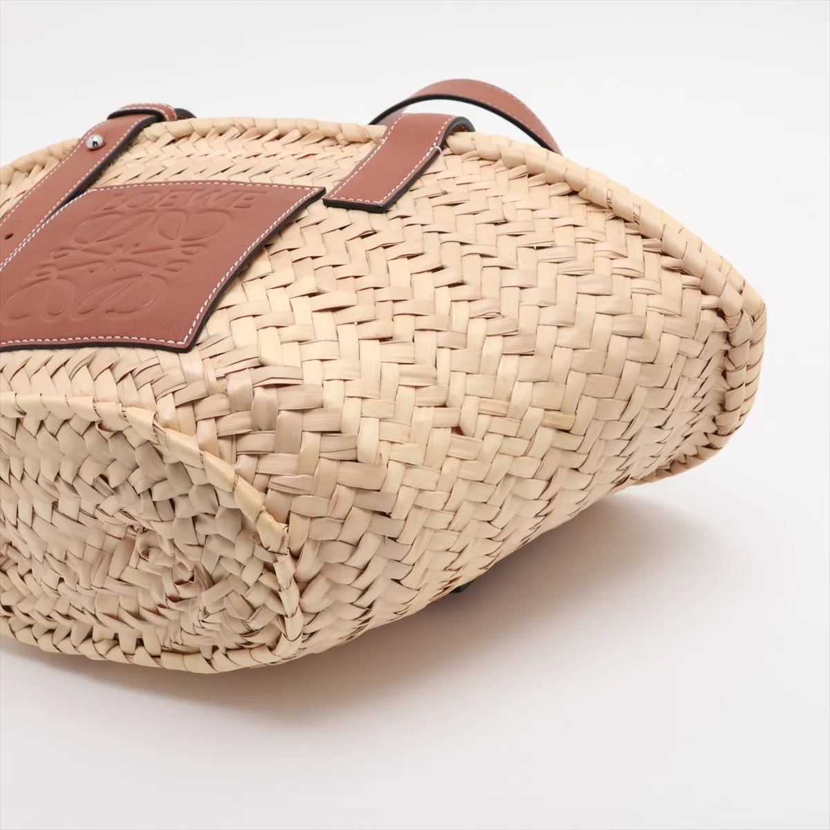 Basket Small Raffia x Leather Basket Bag Beige — view 3