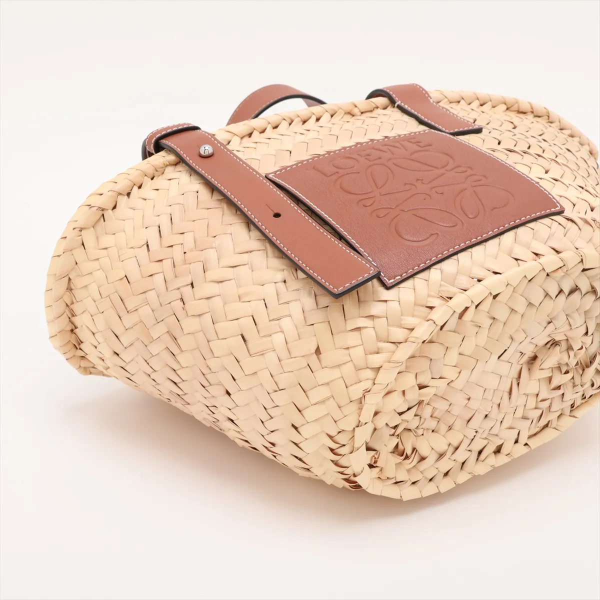 Basket Small Raffia x Leather Basket Bag Beige — view 4