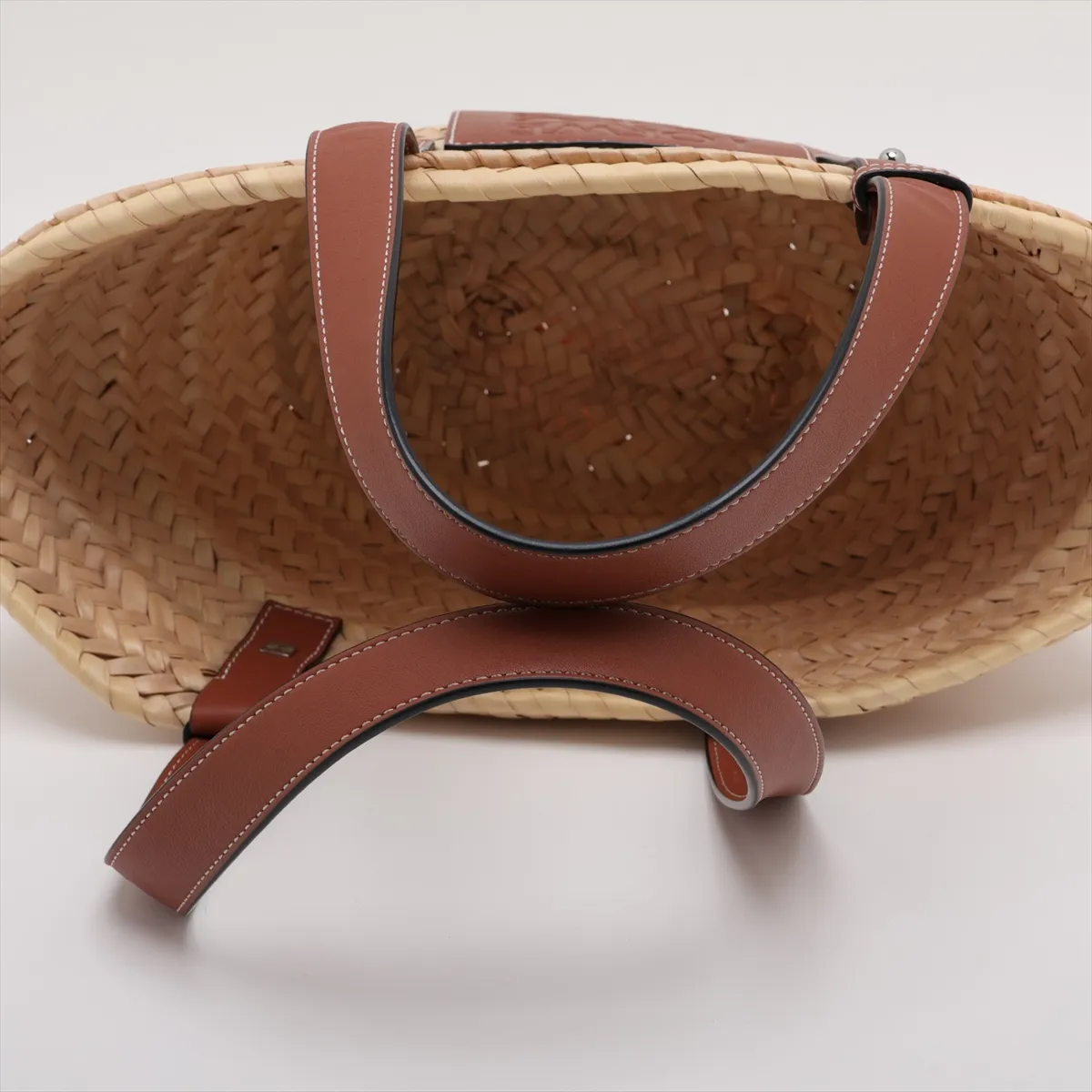 Basket Small Raffia x Leather Basket Bag Beige — view 5