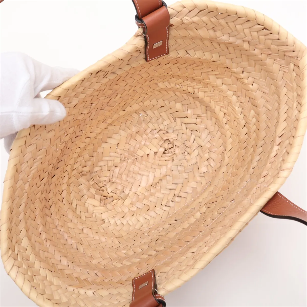 Basket Small Raffia x Leather Basket Bag Beige — view 7