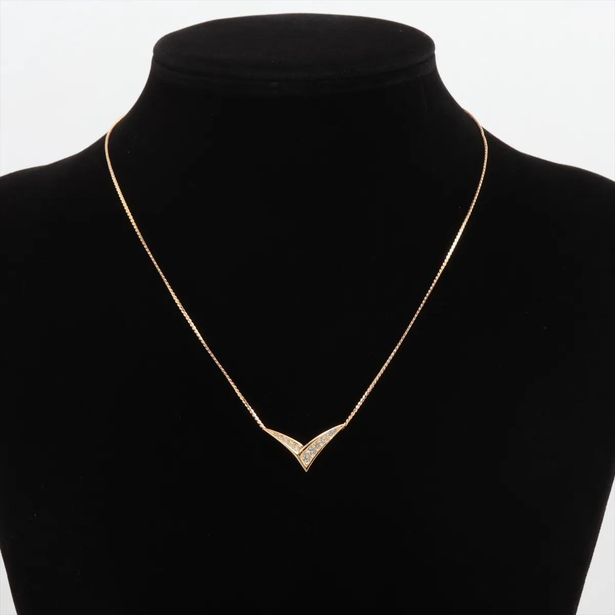 necklace, GP x rhinestone, gold, — view 5
