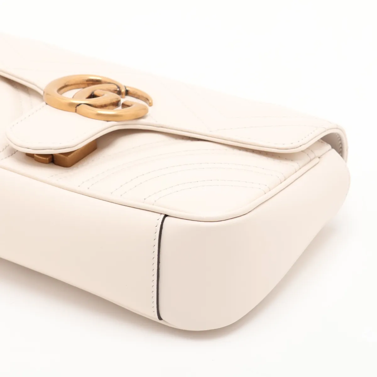 GG Marmont Leather Chain Shoulder Bag, Beige, 446744 — view 3