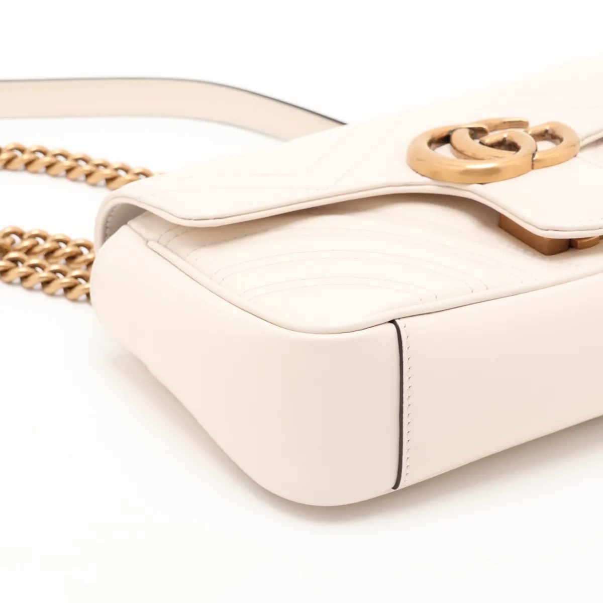 GG Marmont Leather Chain Shoulder Bag, Beige, 446744 — view 4