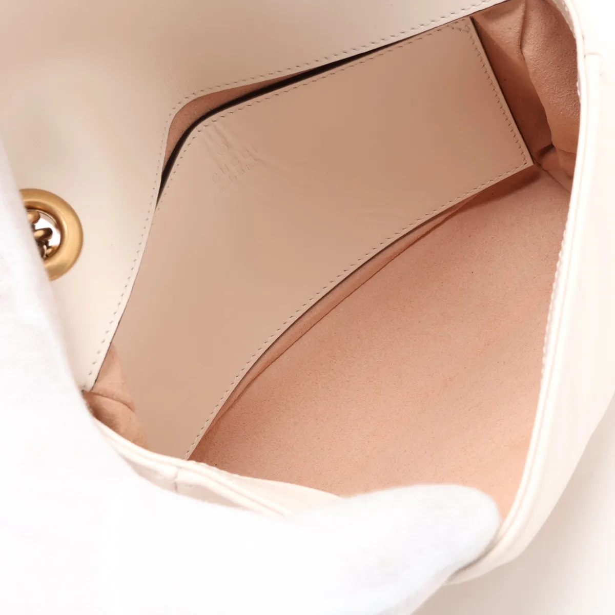 GG Marmont Leather Chain Shoulder Bag, Beige, 446744 — view 7